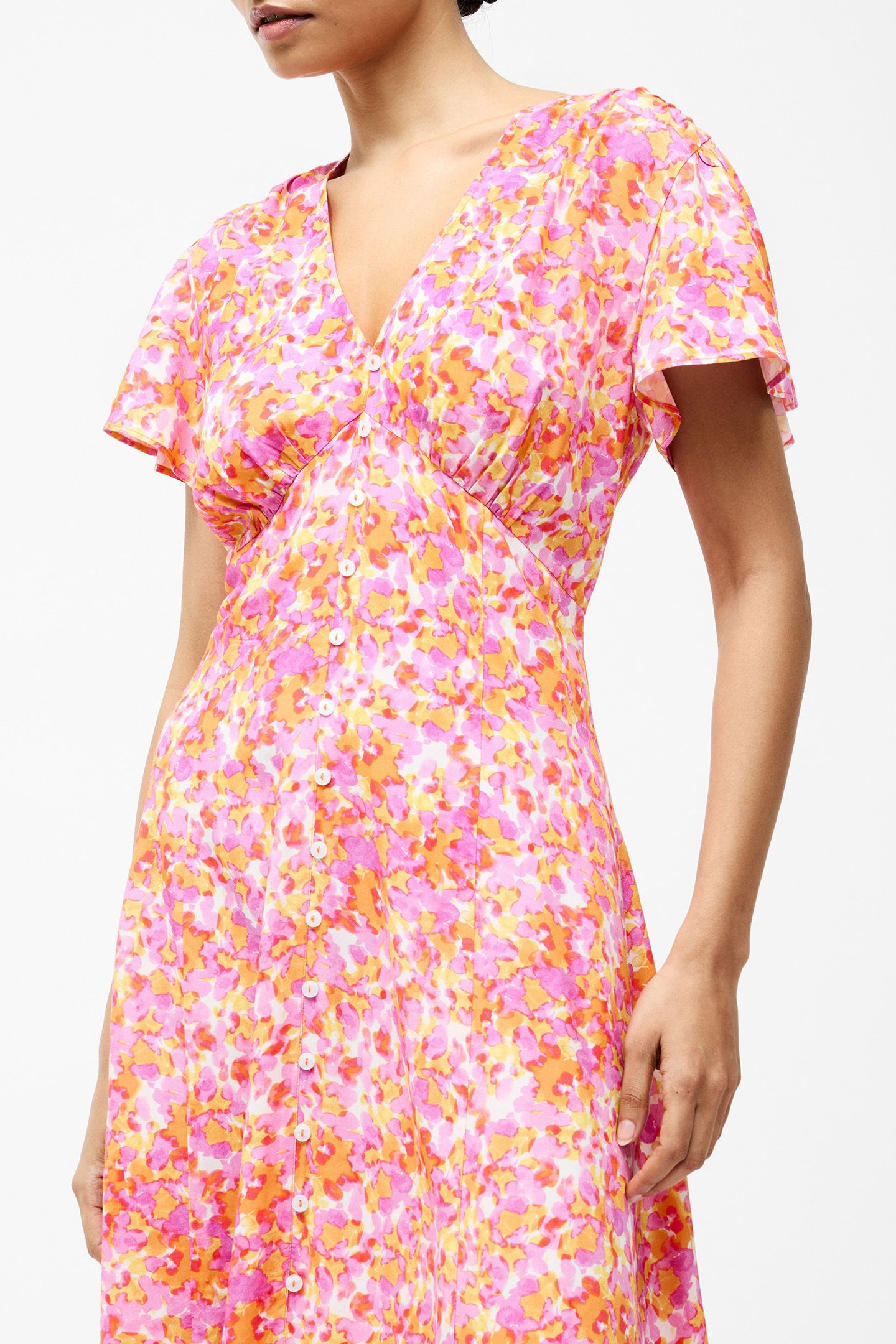 CASS BUTTON DRESS PERSIMMON MULTI 4