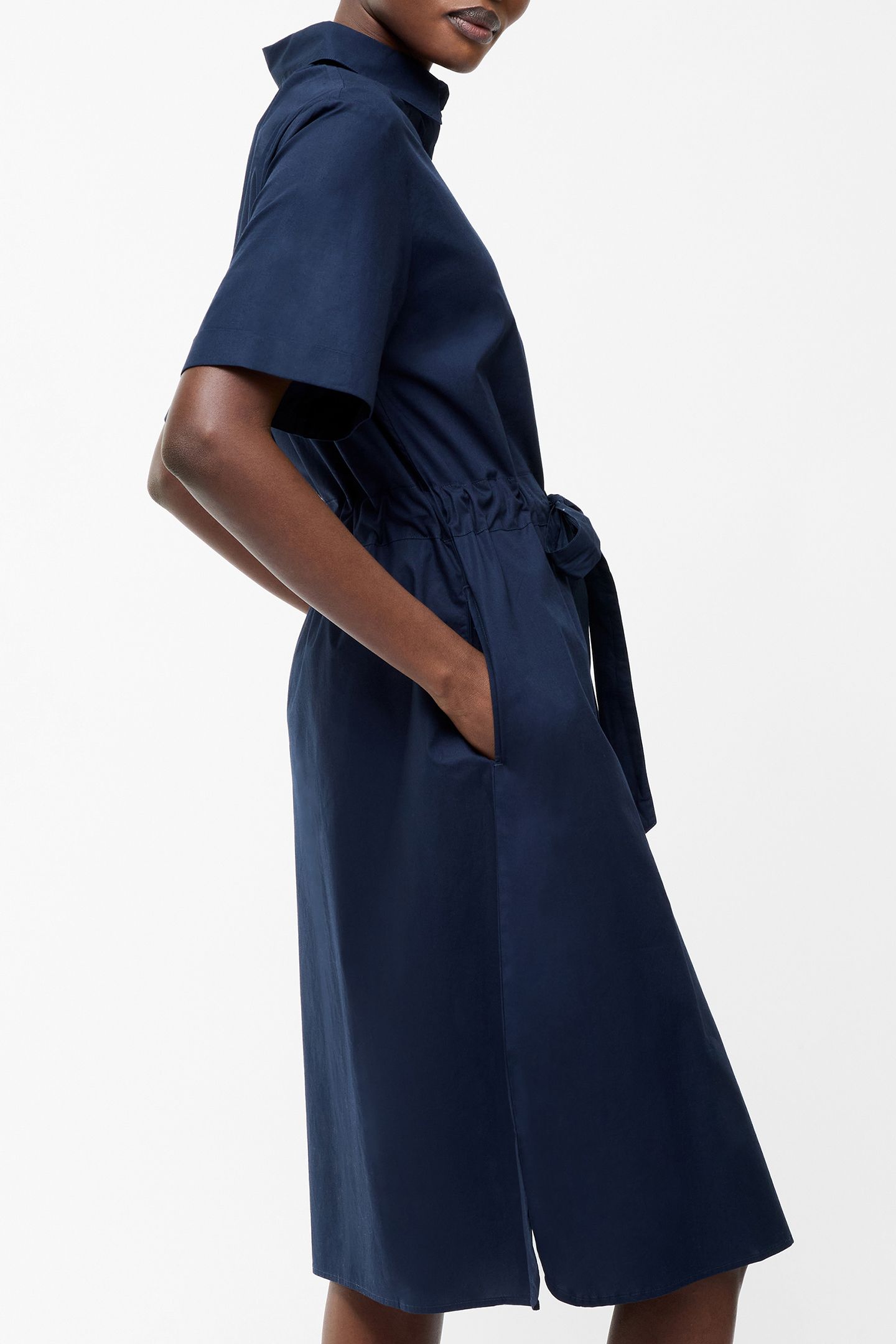 POPLIN TIE WAIST SHIRT DRESS MIDNIGHT 3