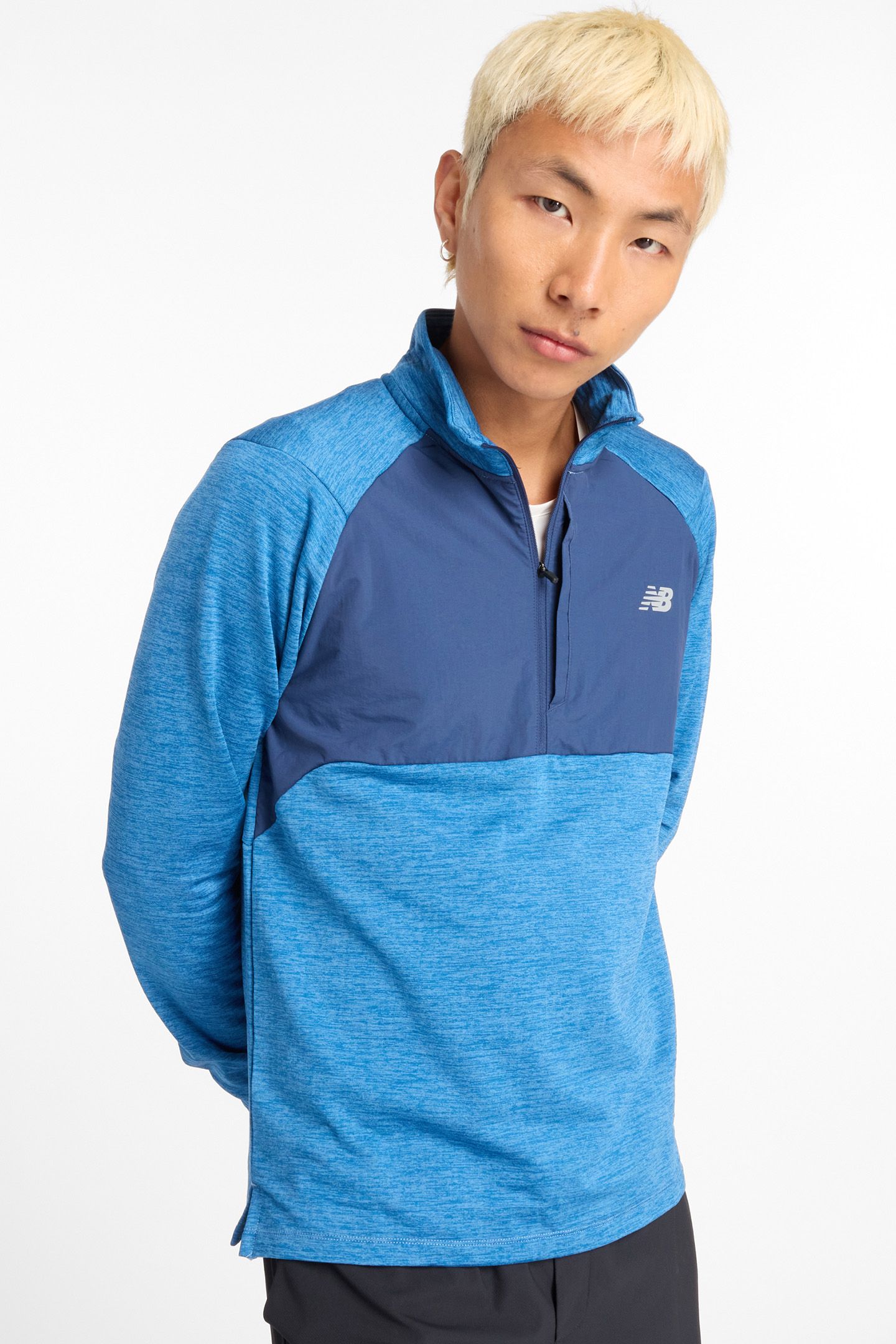 HEAT GRID HALF ZIP LONG SLEEVE TOP IN BLUE 4
