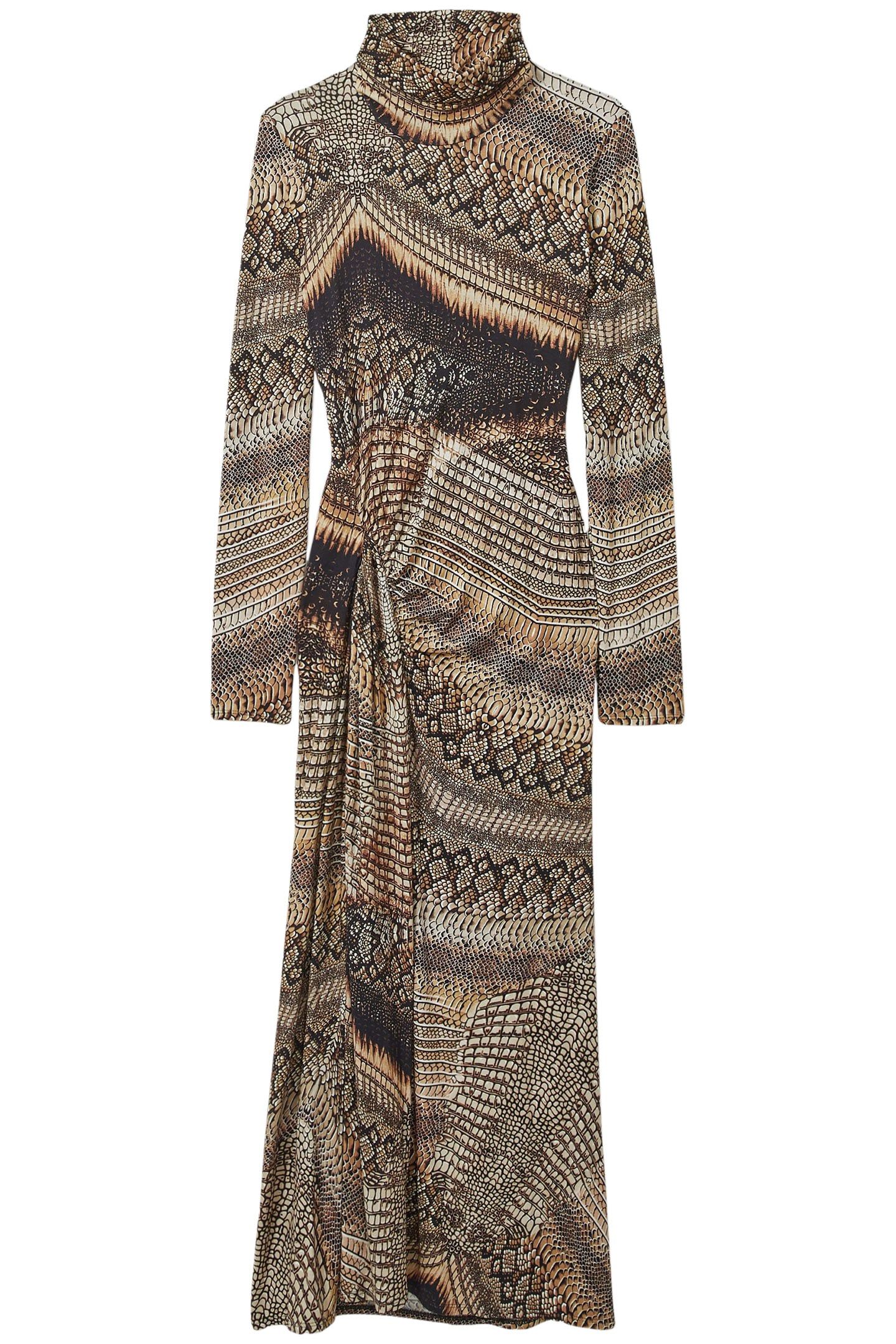 NAOMI ITALIAN PRINTED DRESS BROWN 1