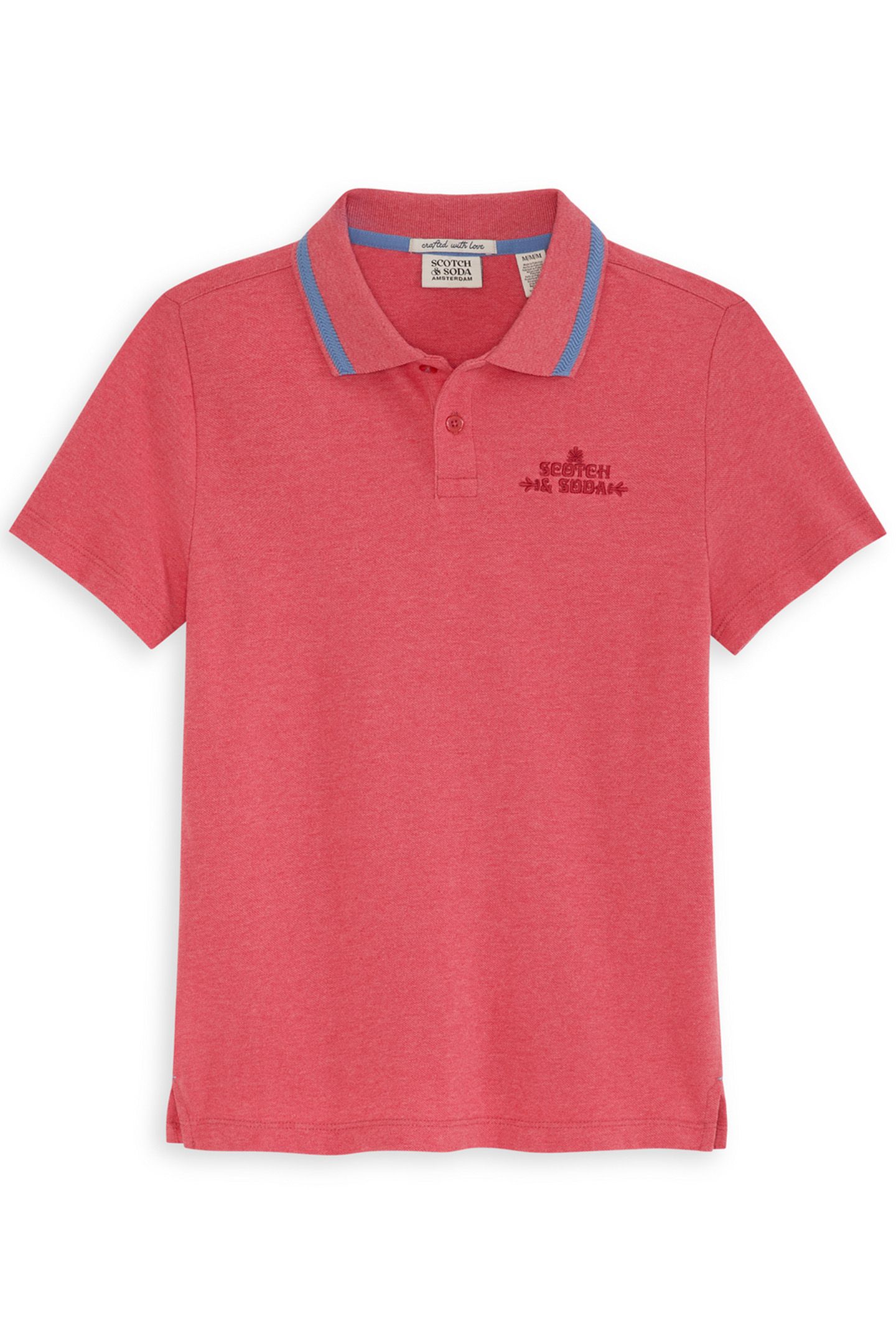 BOYS HEATHER PIQUE POLO LT PASTEL RED 1