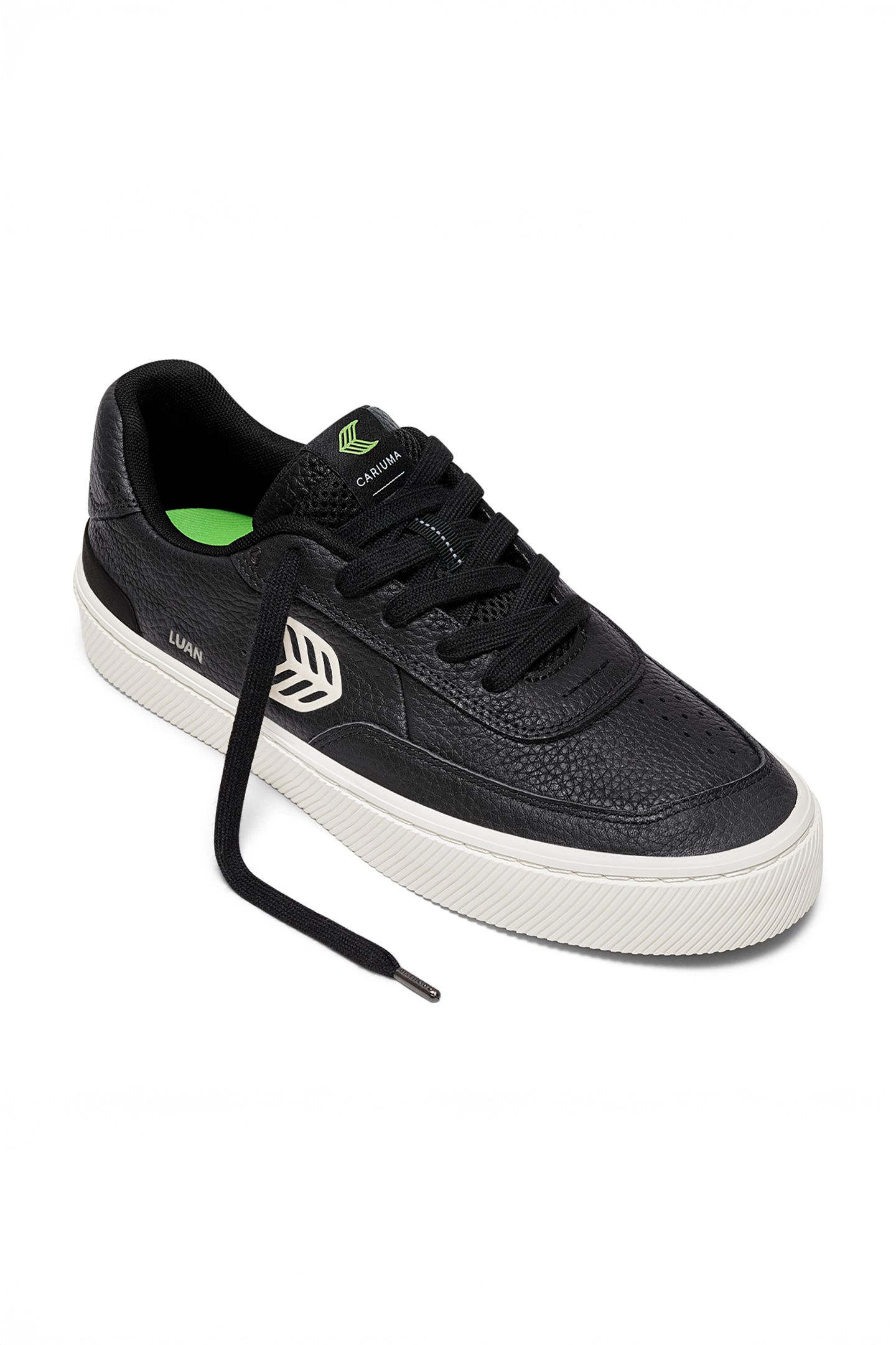 LUAN PRO BLACK PREMIUM LEATHER IVORY LOGO SNEAKER 2