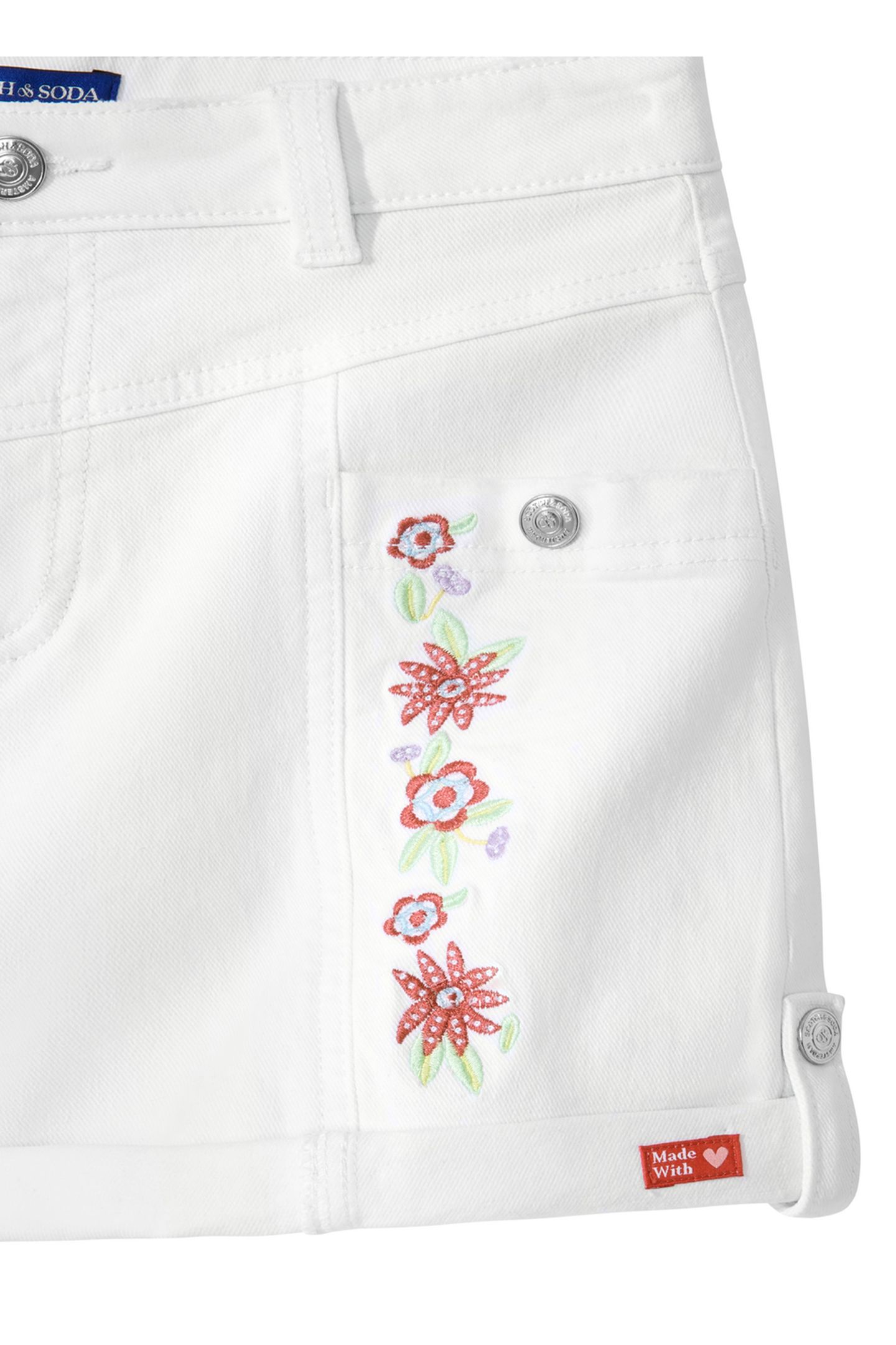 GIRLS STRETCH WHITE DENIM SHORT WHITE 3