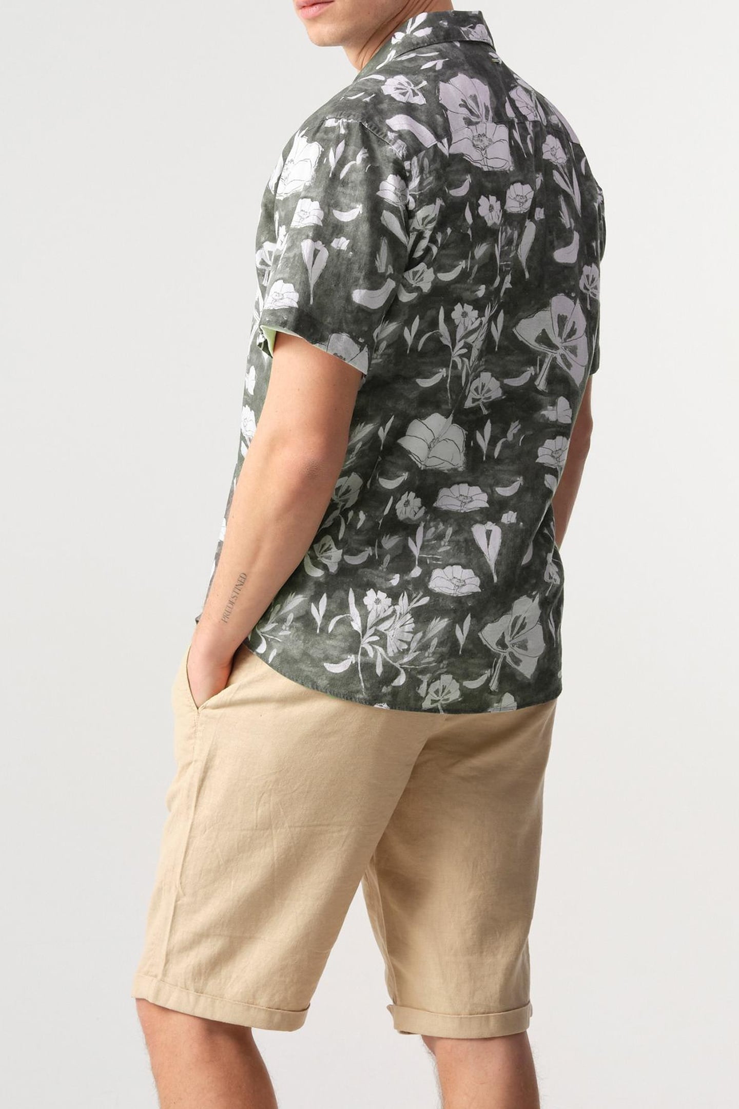 ELVIS FLORAL CASUAL OVERHEMD KM BURNED GREEN DESSIN 2