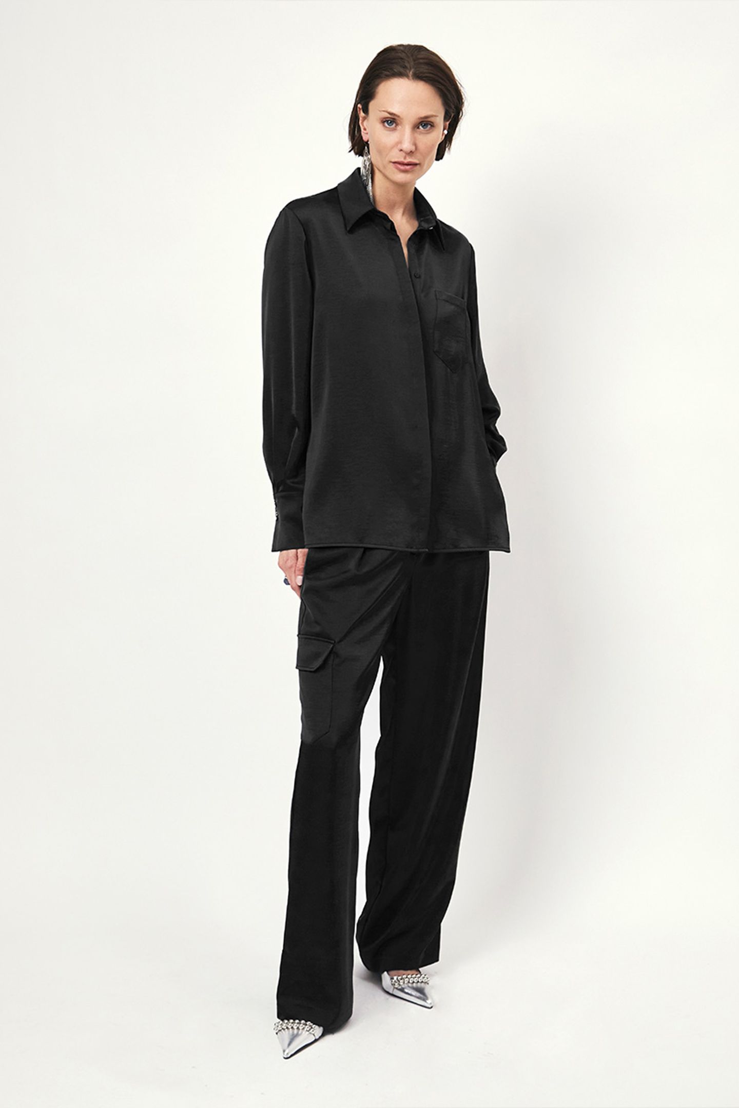 LOUDA SATIN LONG SHIRT RAVEN 2