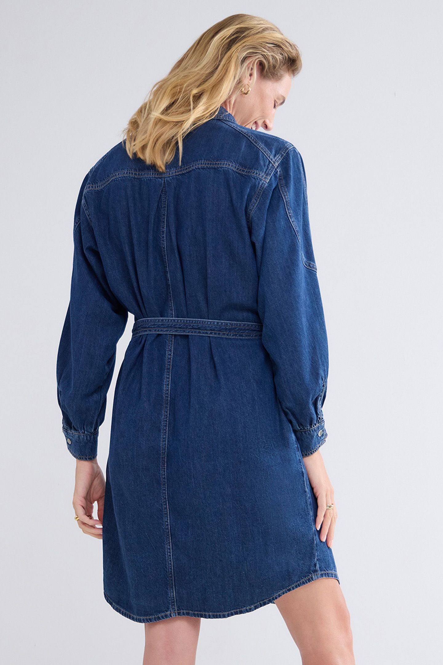 DENIM SHIRT DRESS LIGHTWEIGHT COTTON TENCEL DENIM 2