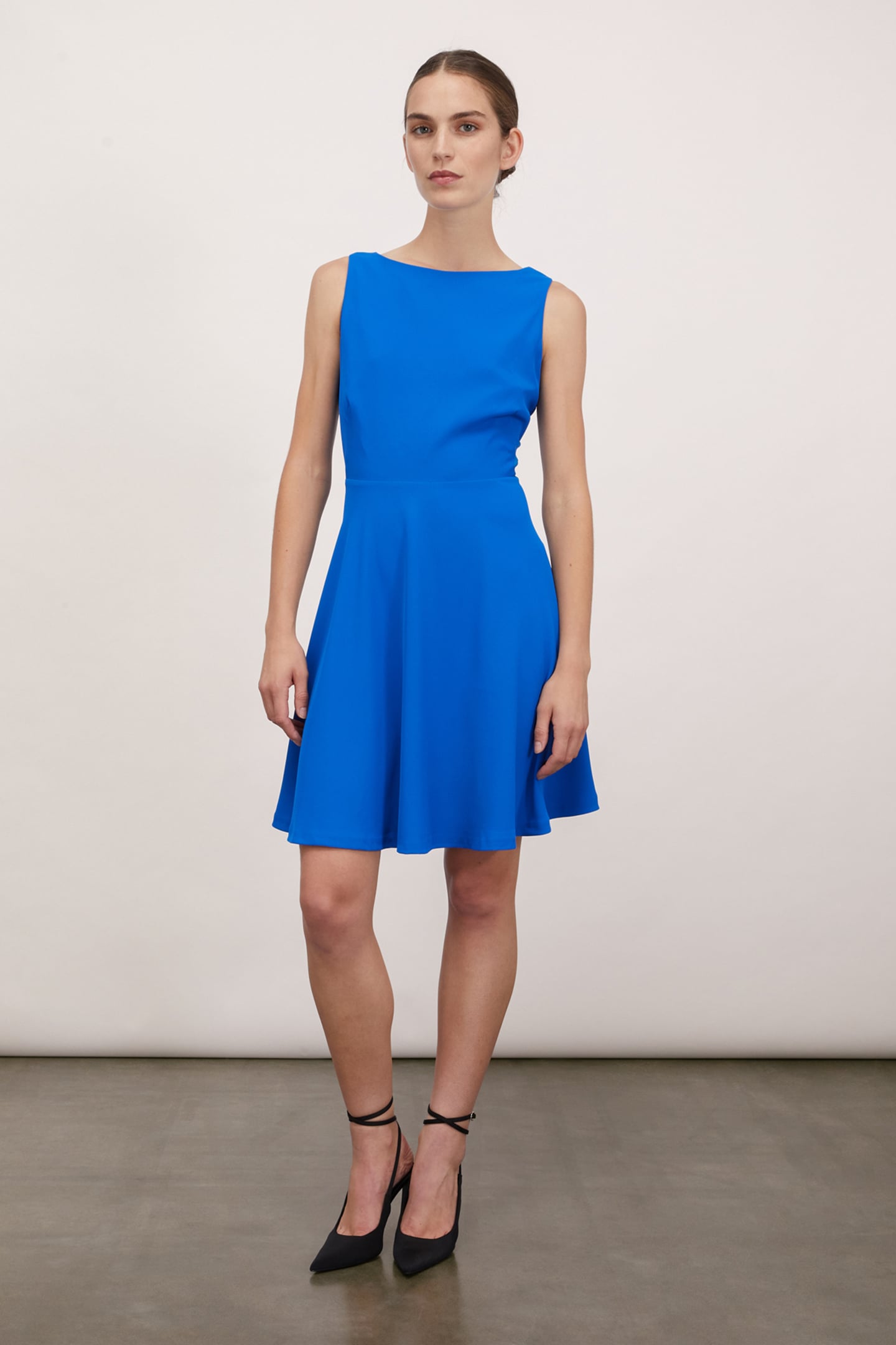CREPE FABRIC MINI DRESS BRIGHT BLUE 3