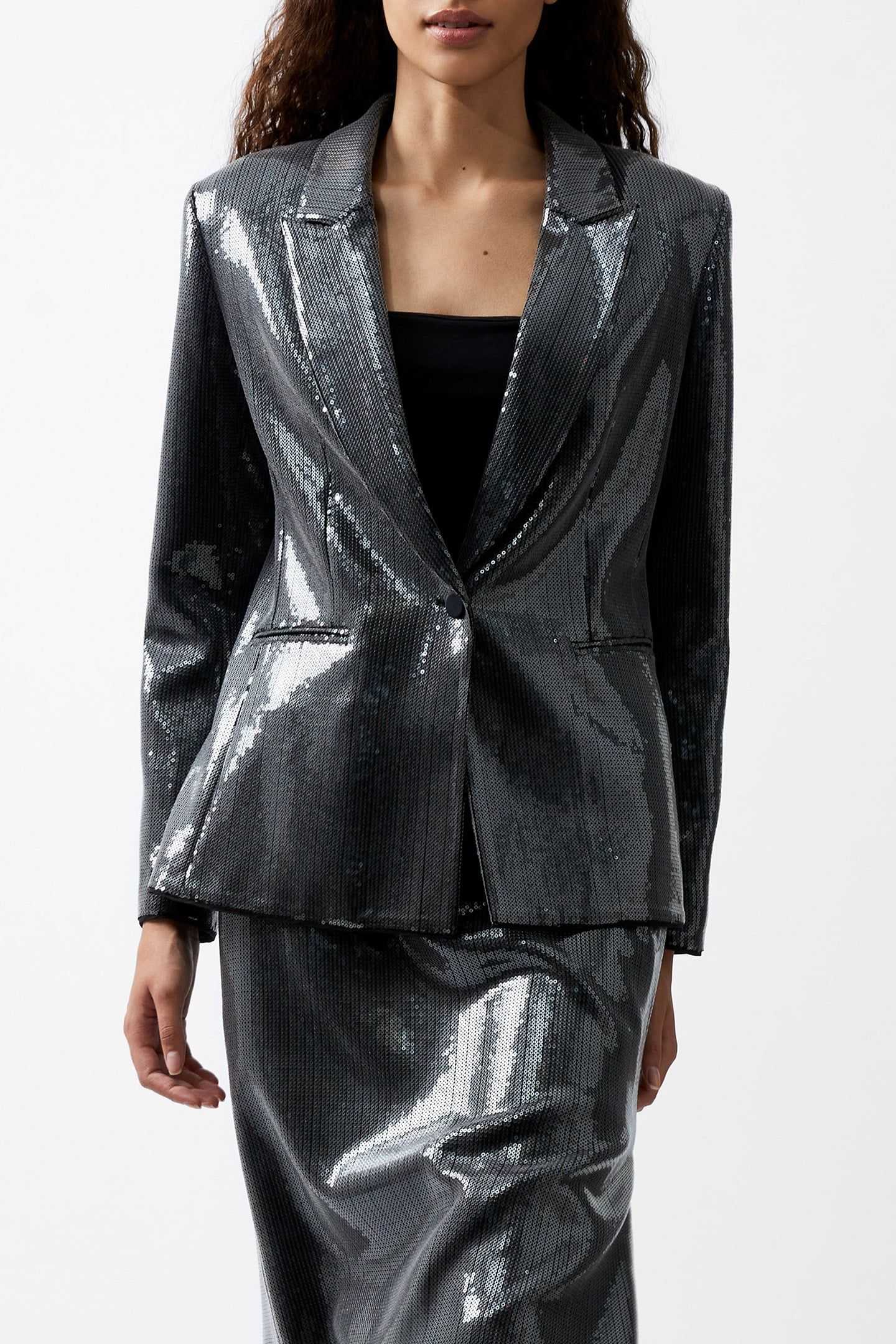 AMY SEQUIN BLAZER GUNMETAL 1