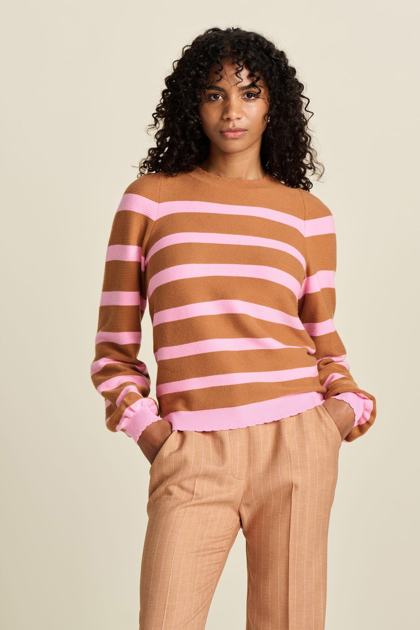 PULLOVER - STRIPED SUGAR BROWN 1