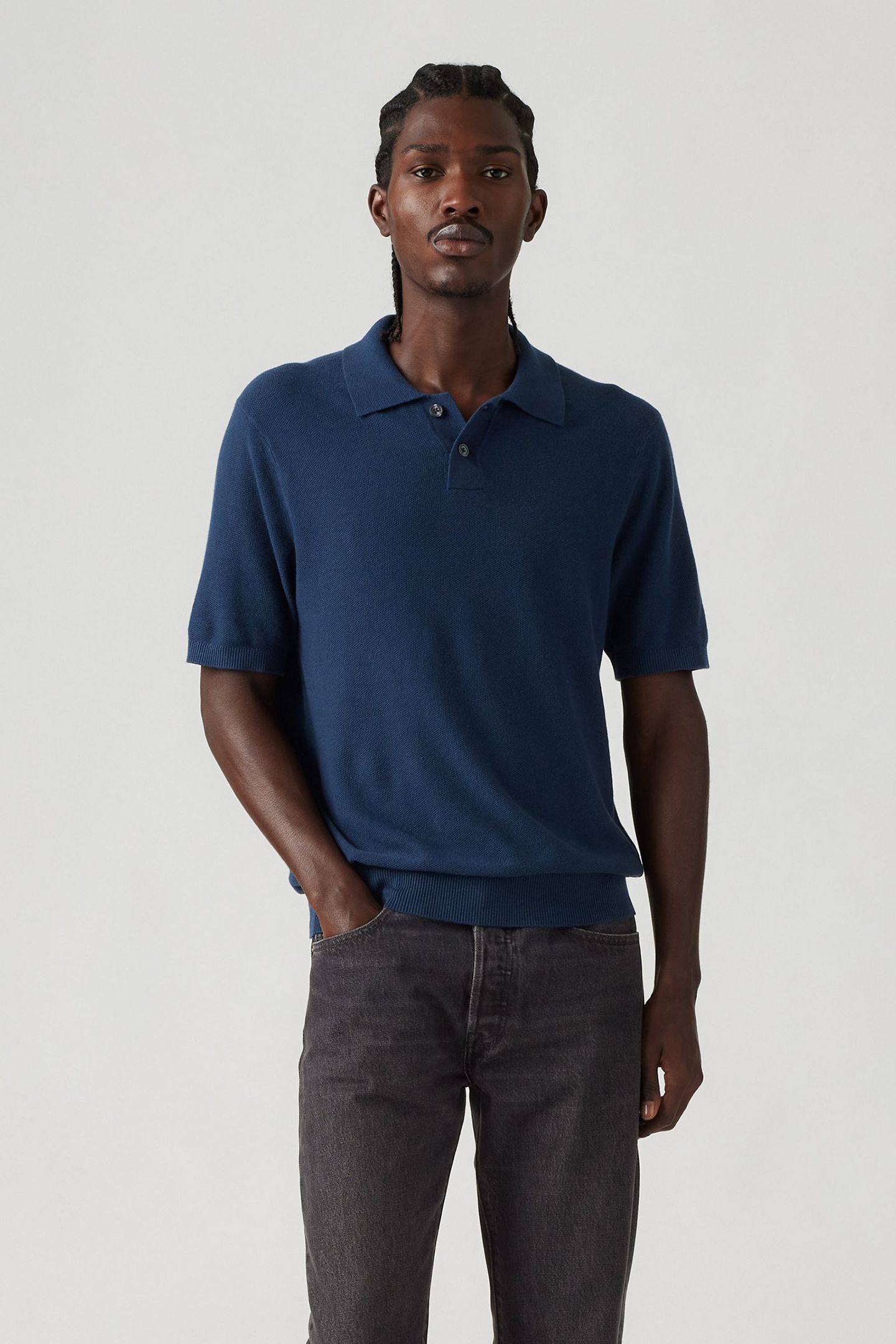 SWEATER KNIT POLO LINEN SEED STITCH DRES 4