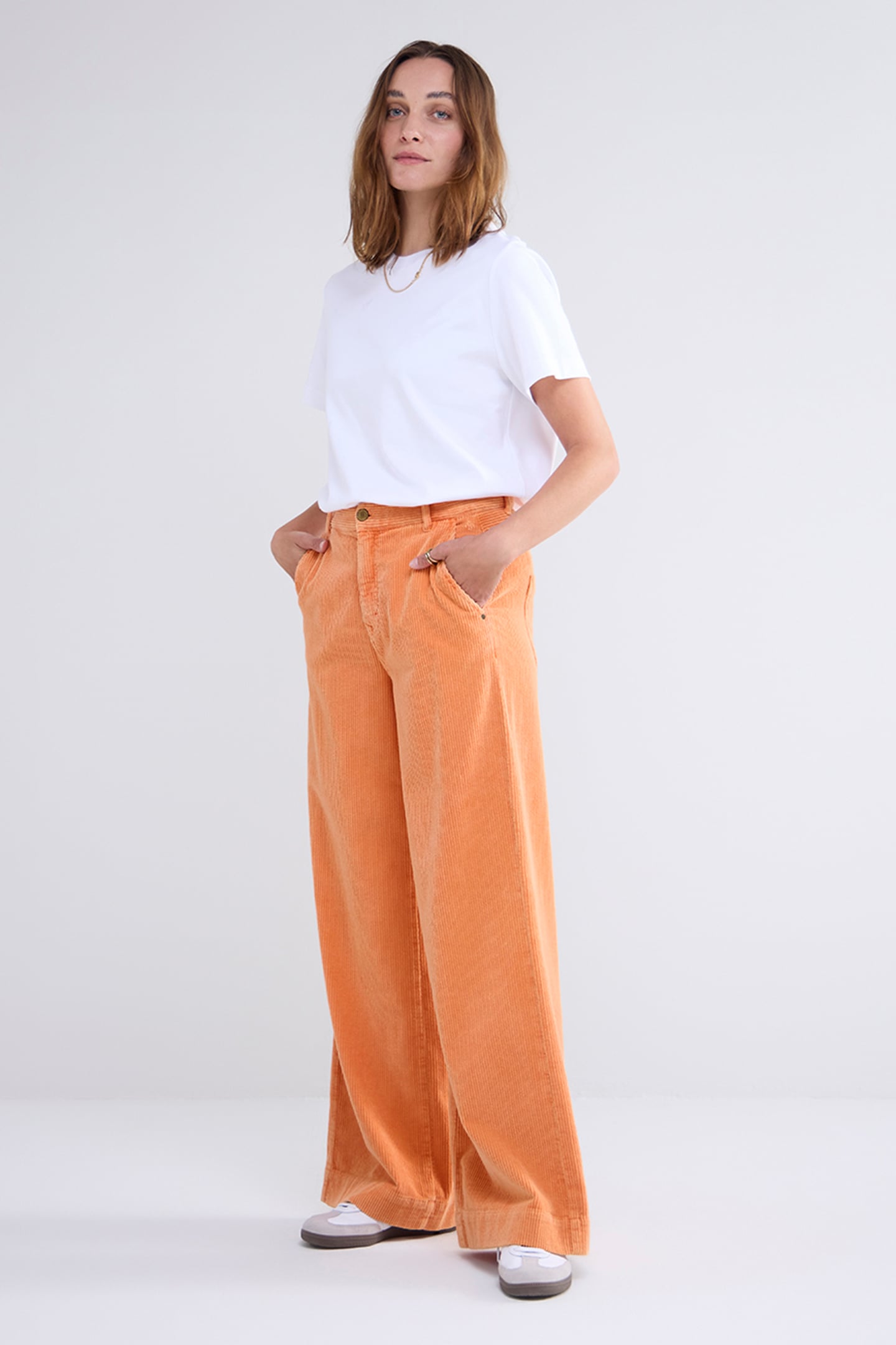 FLARED PANTS FLUID STRETCH CORD ORANGE 2