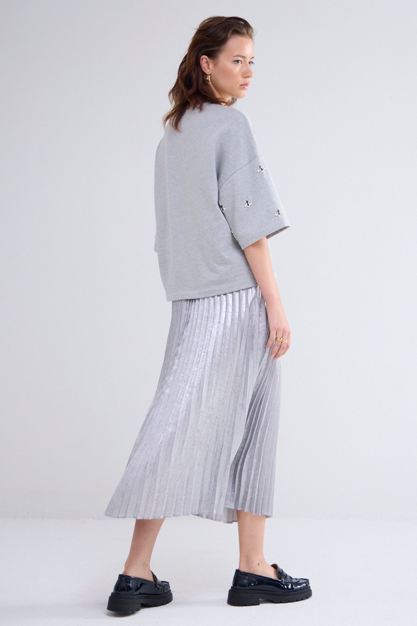 PLEATED SKIRT LAMEE METALLIC MIST 2