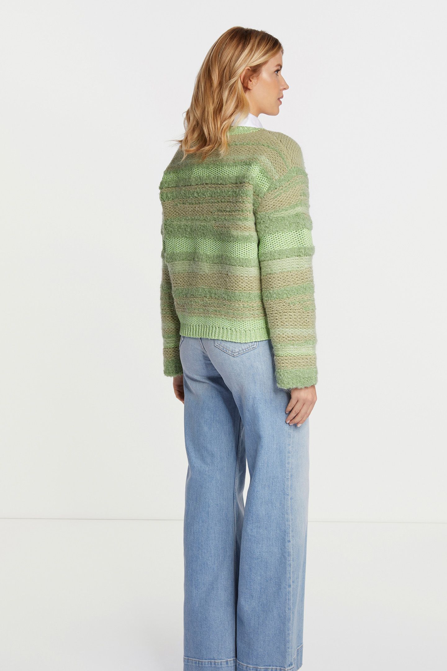 CREW NECK YARN MIX GREEN TEA 2