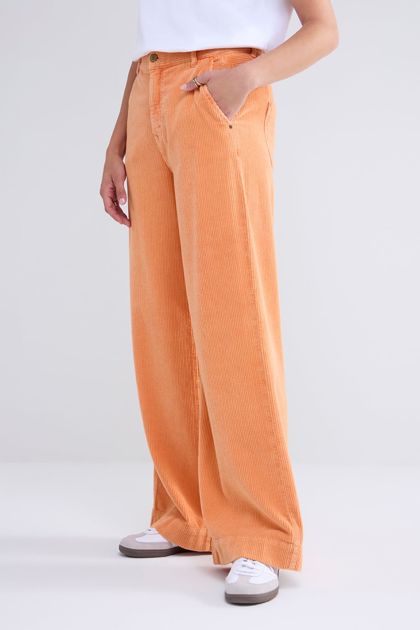 FLARED PANTS FLUID STRETCH CORD ORANGE 1