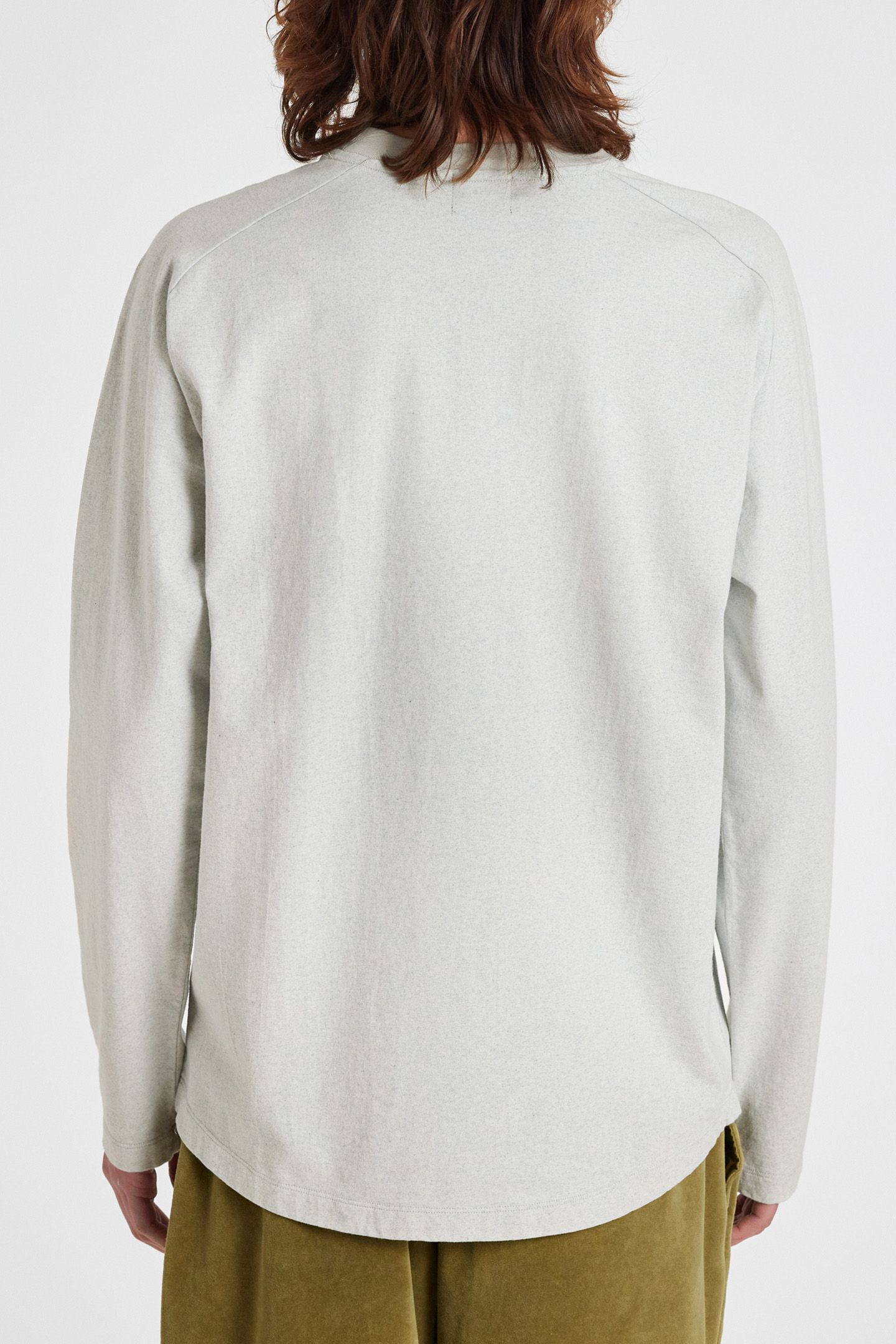 MENS GREY LS TSHIRT STAMP PRINT GREY BEIGE 2