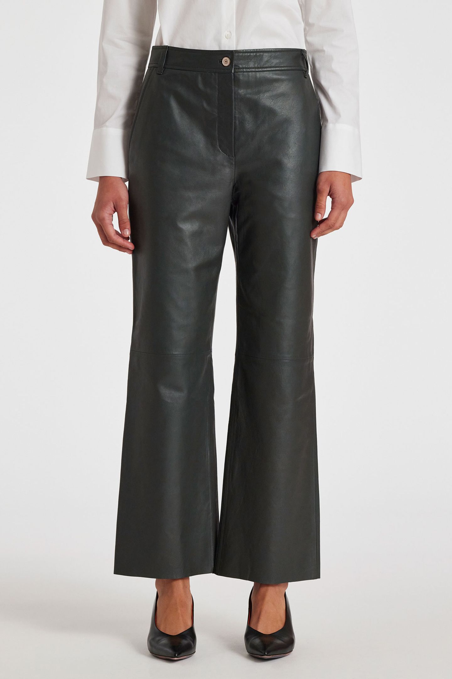 TROUSERS LEATHER VERY DARK GREEN 1