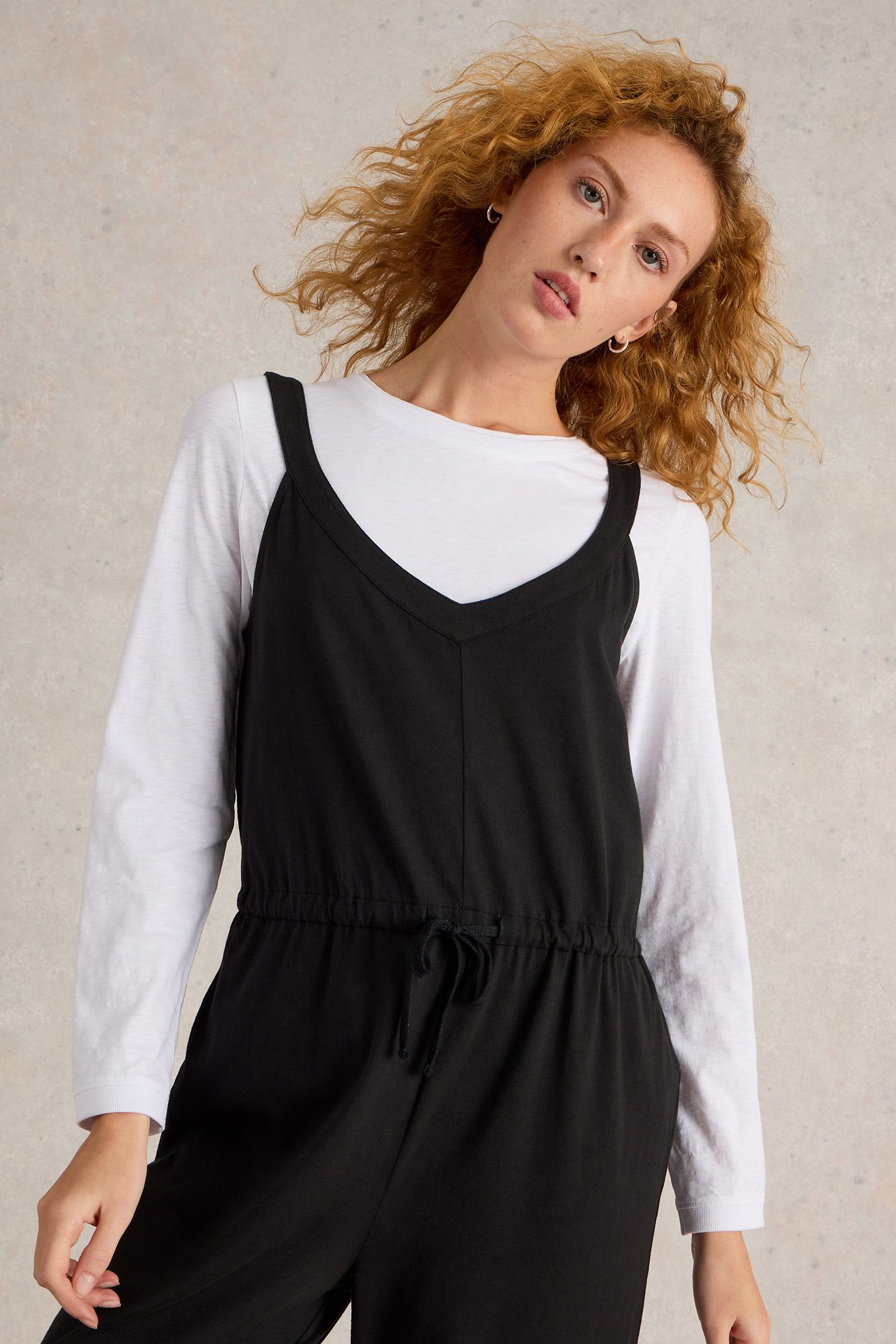 DRAWSTRING JERSEY JUMPSUIT PURE BLACK 4