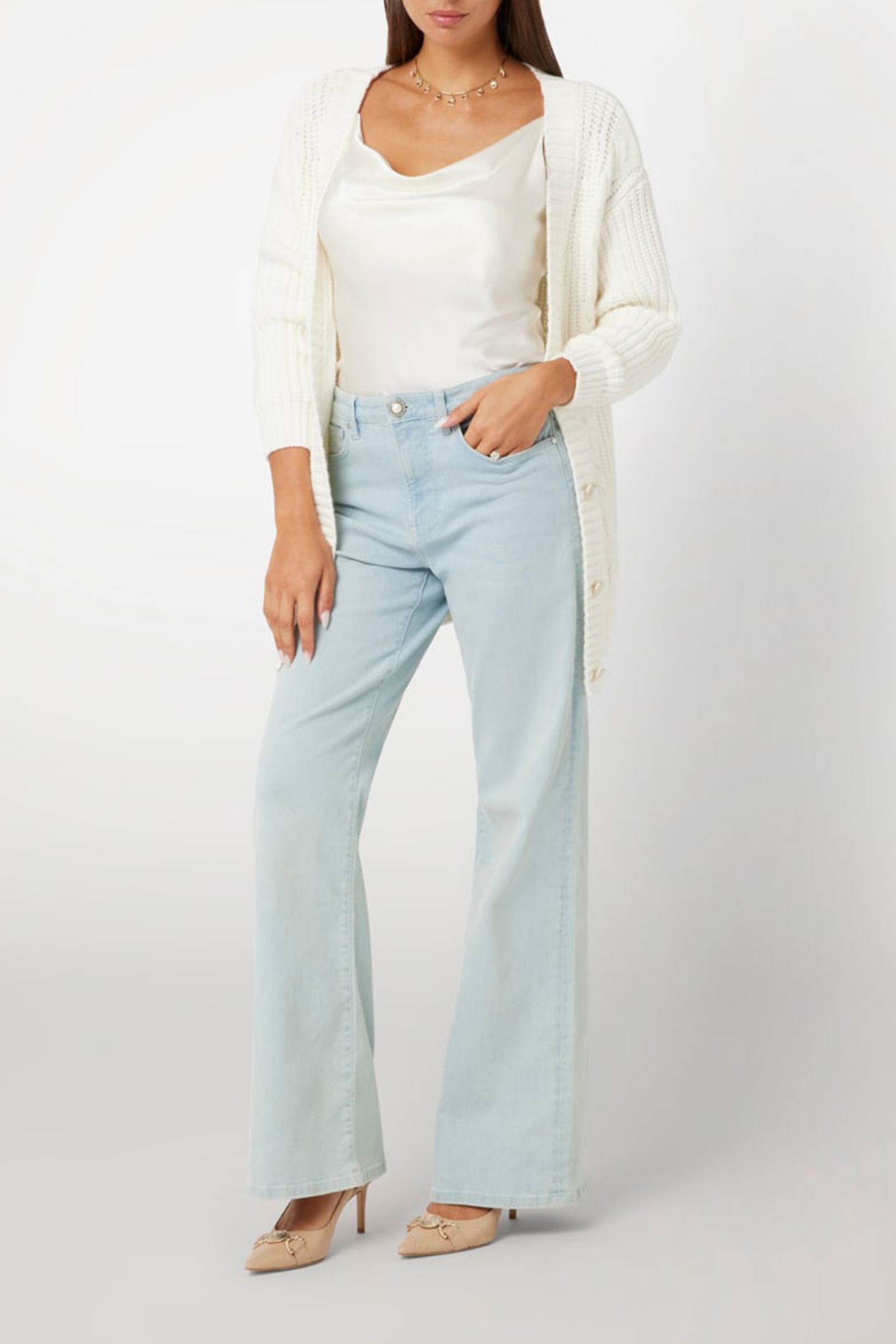 MARCIANO BY GUESS CHO OVER CARDI SWTR PALE PEARL 3