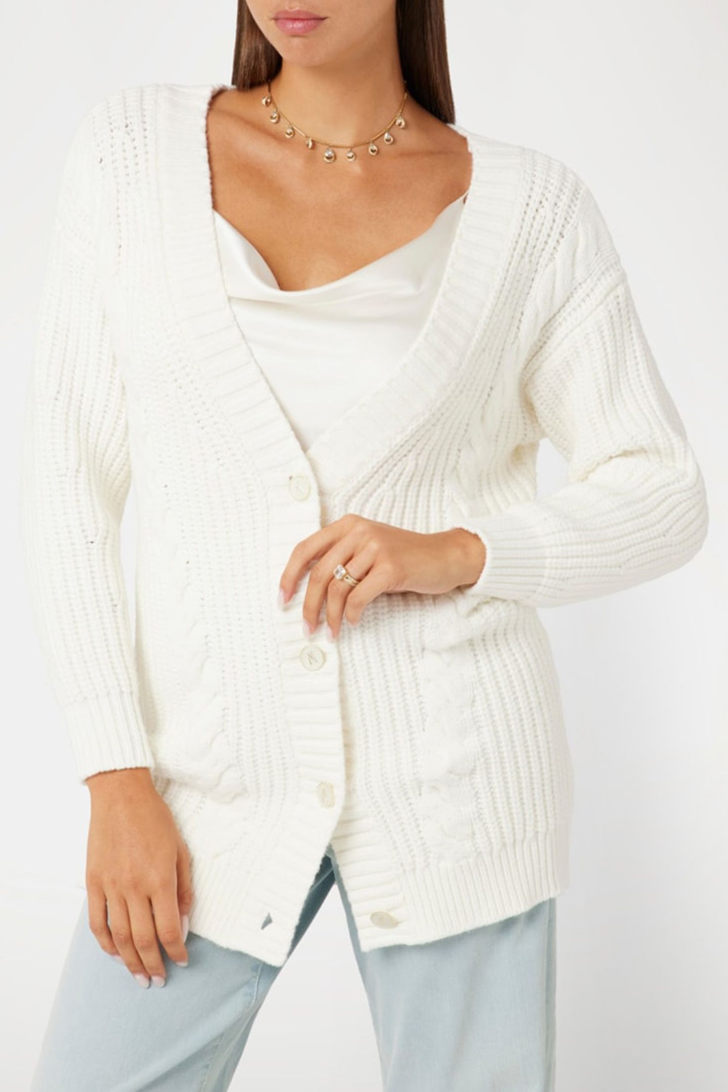 MARCIANO BY GUESS CHO OVER CARDI SWTR PALE PEARL 1