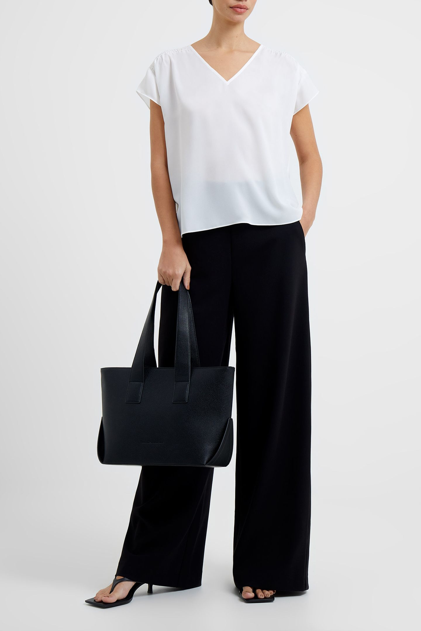CREPE LIGHT V NK SHOULDER TOP SUMMER WHITE 2