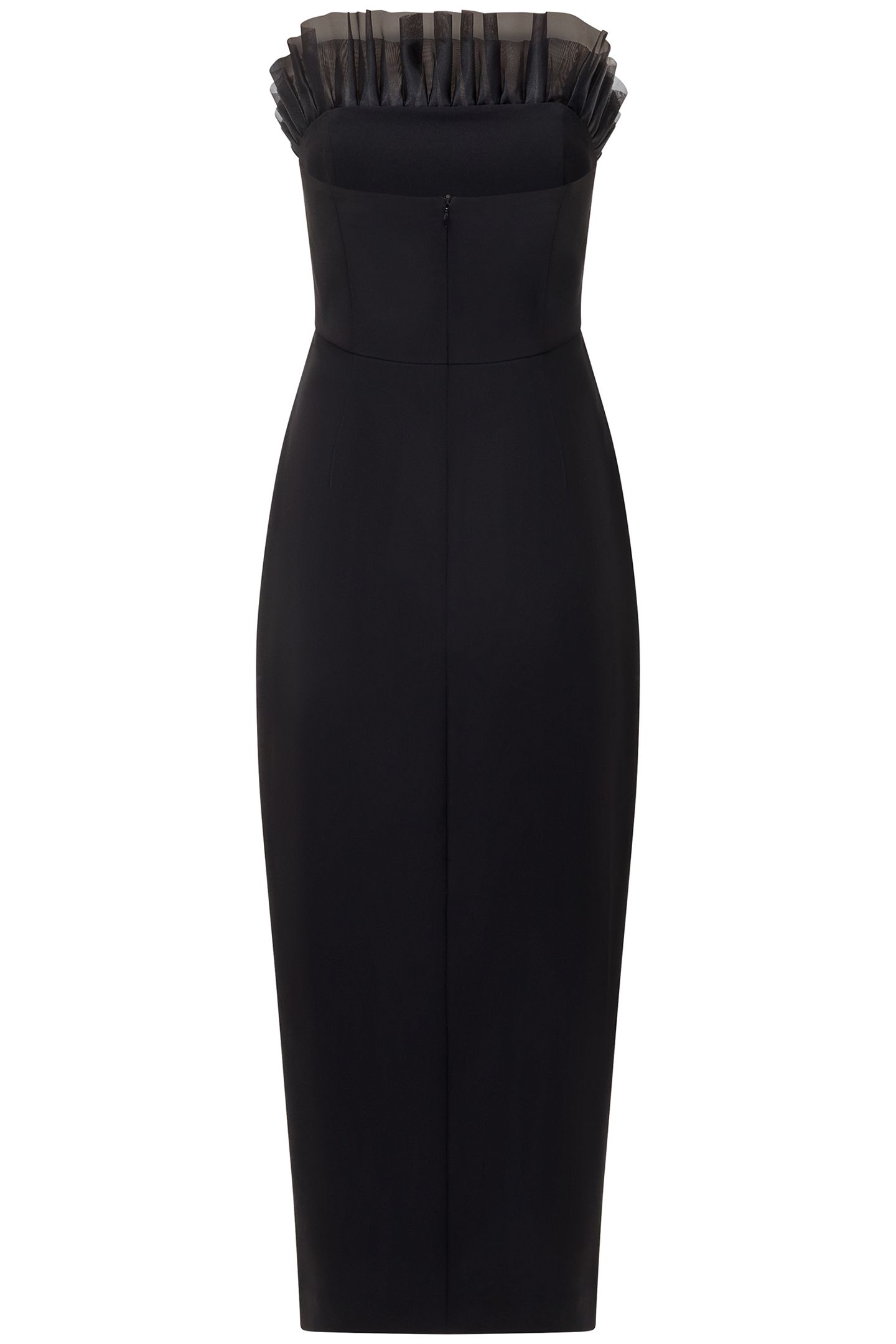 BANDEAU ORGANZA MIX FRILL MIDI DRESS BLACK 3