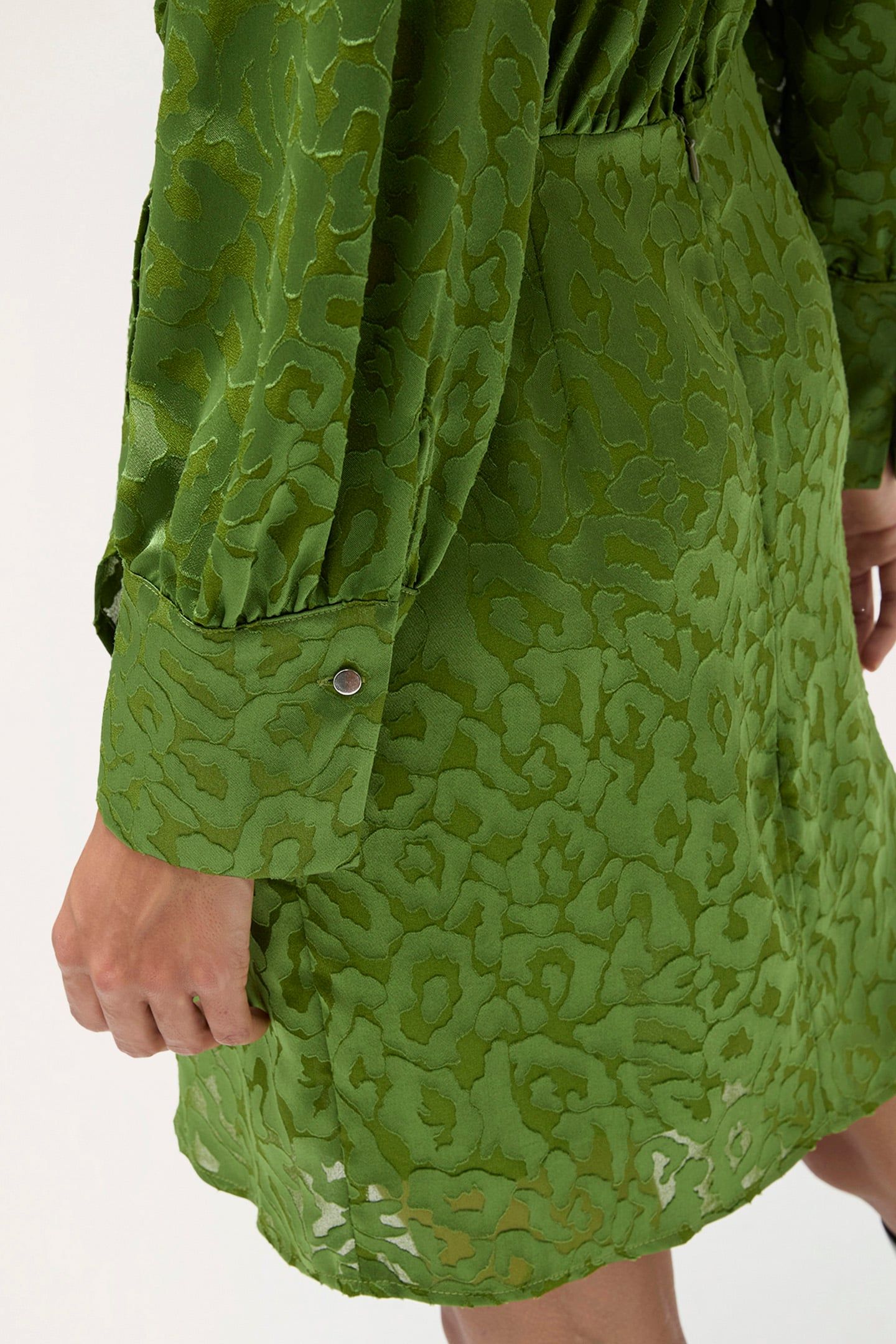 DEVORÉ SATIN WRAPAROUND MINI DRESS LIGHT GREEN 5