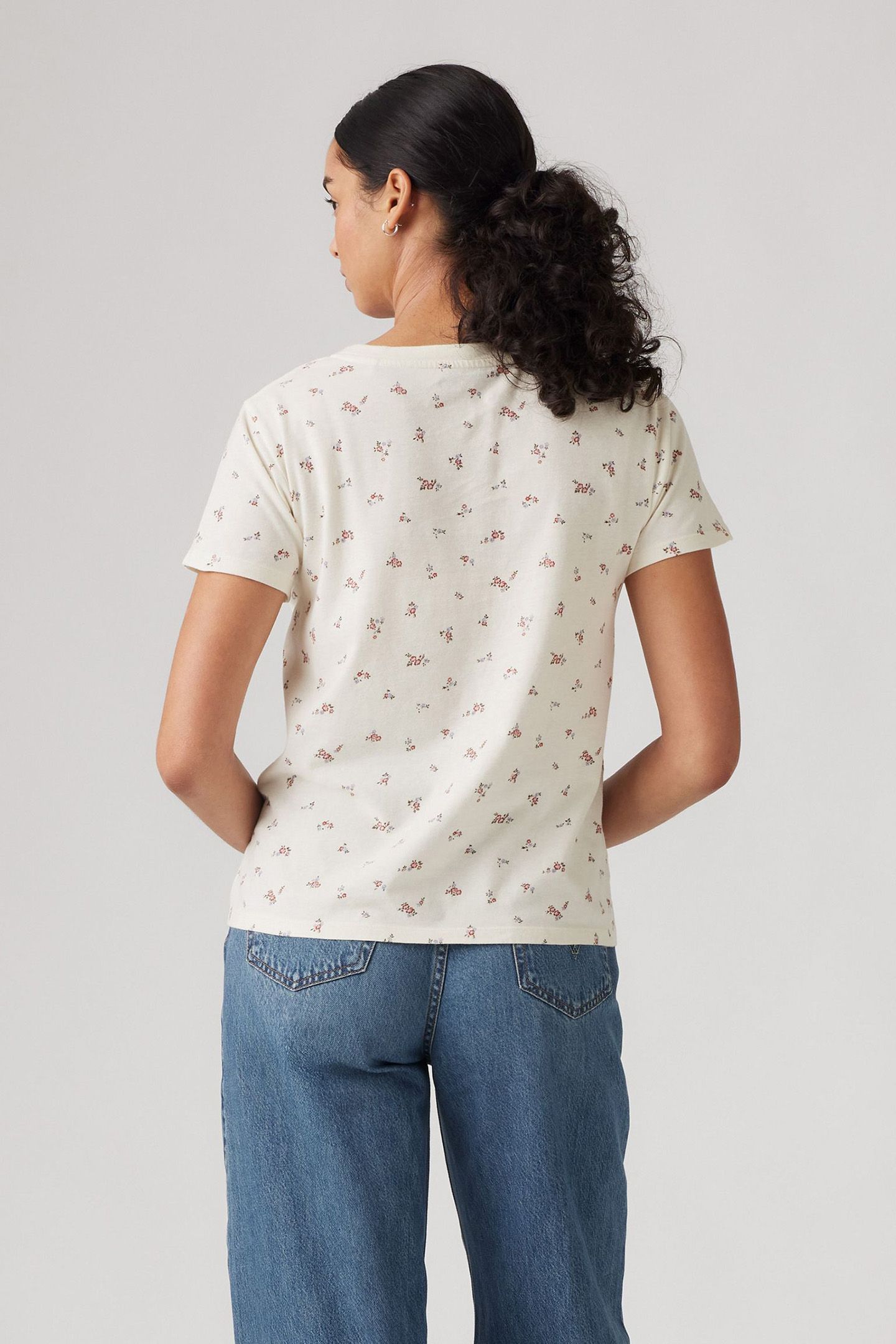 PERFECT VNECK LOU DITSY FLORAL-V4 EGRET COTTON 2