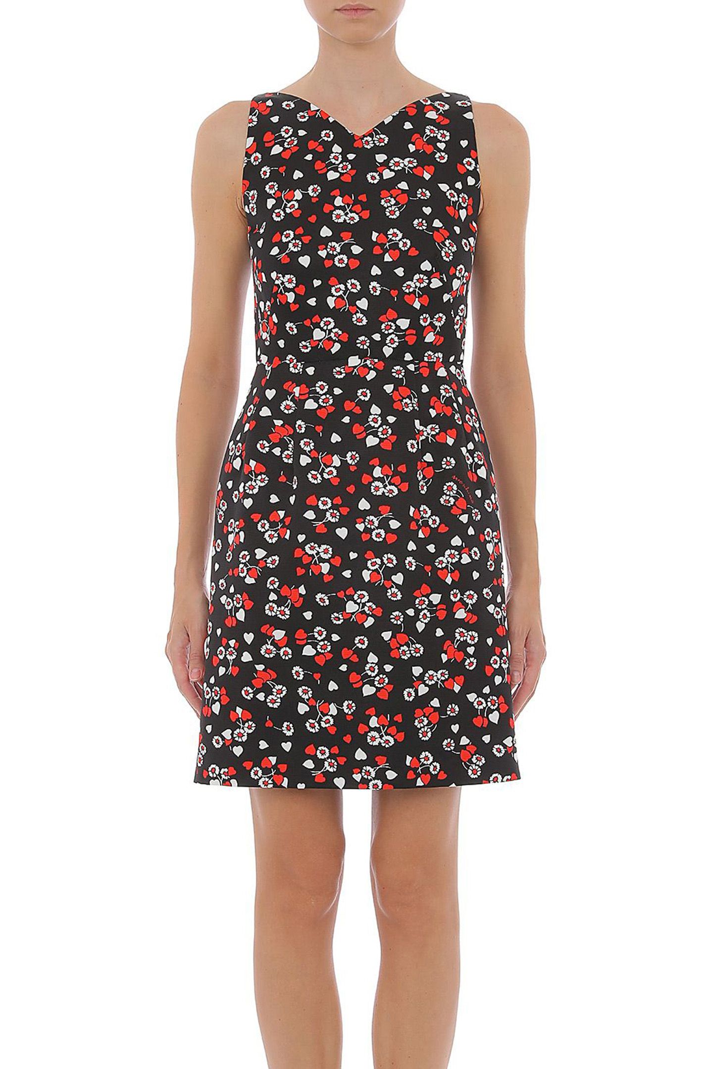 ALLOVER HEARTS & FLOWERS OTTOMAN DRESS BLACK 1
