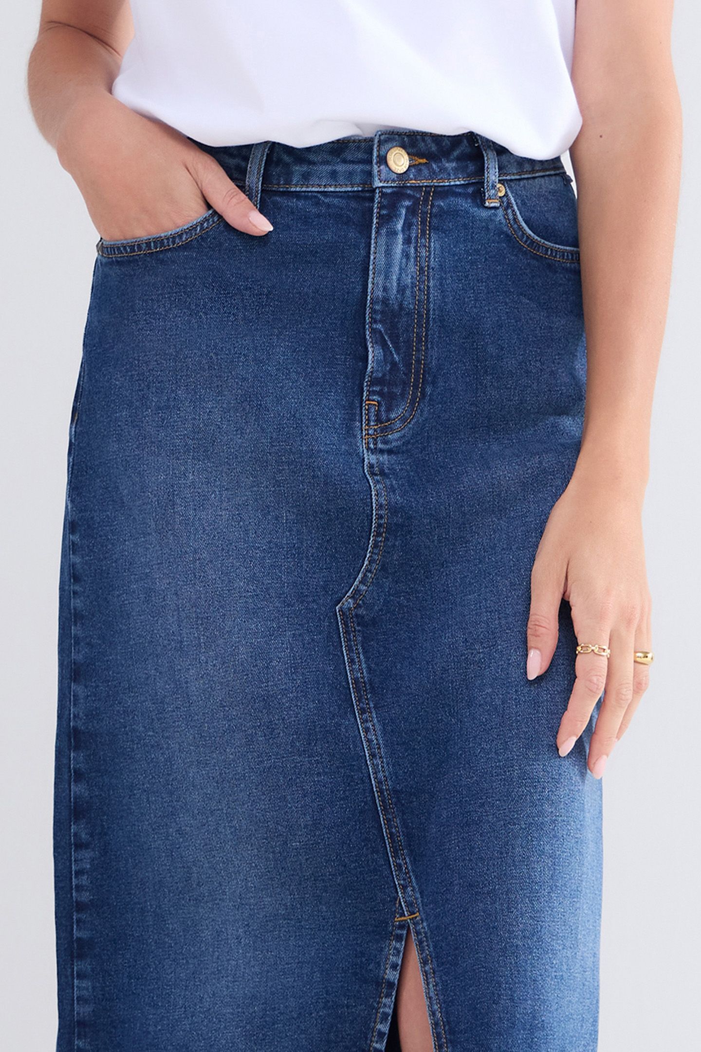 DENIM SKIRT COTTON COMFORD DENIM DENIM 5