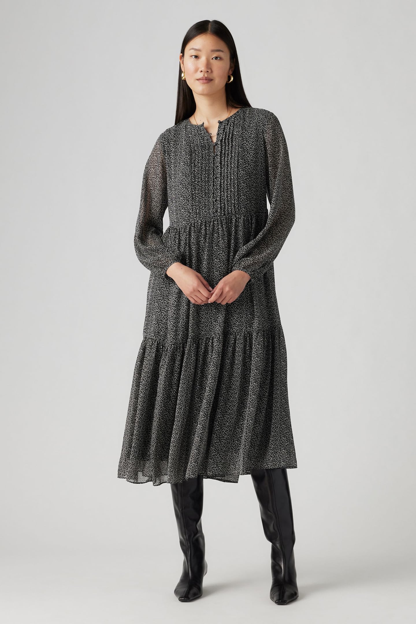 CIELO GEORGETTE DRESS LINO GEO CAVIAR 1