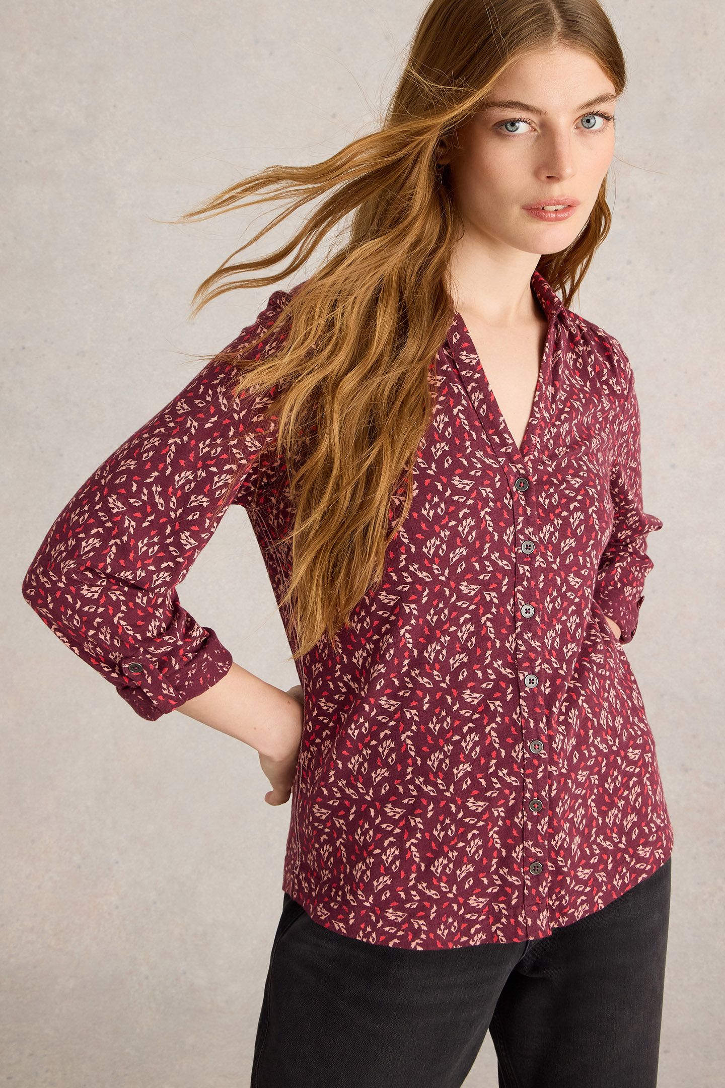 ANNIE JERSEY SHIRT PLUM MULTI 1