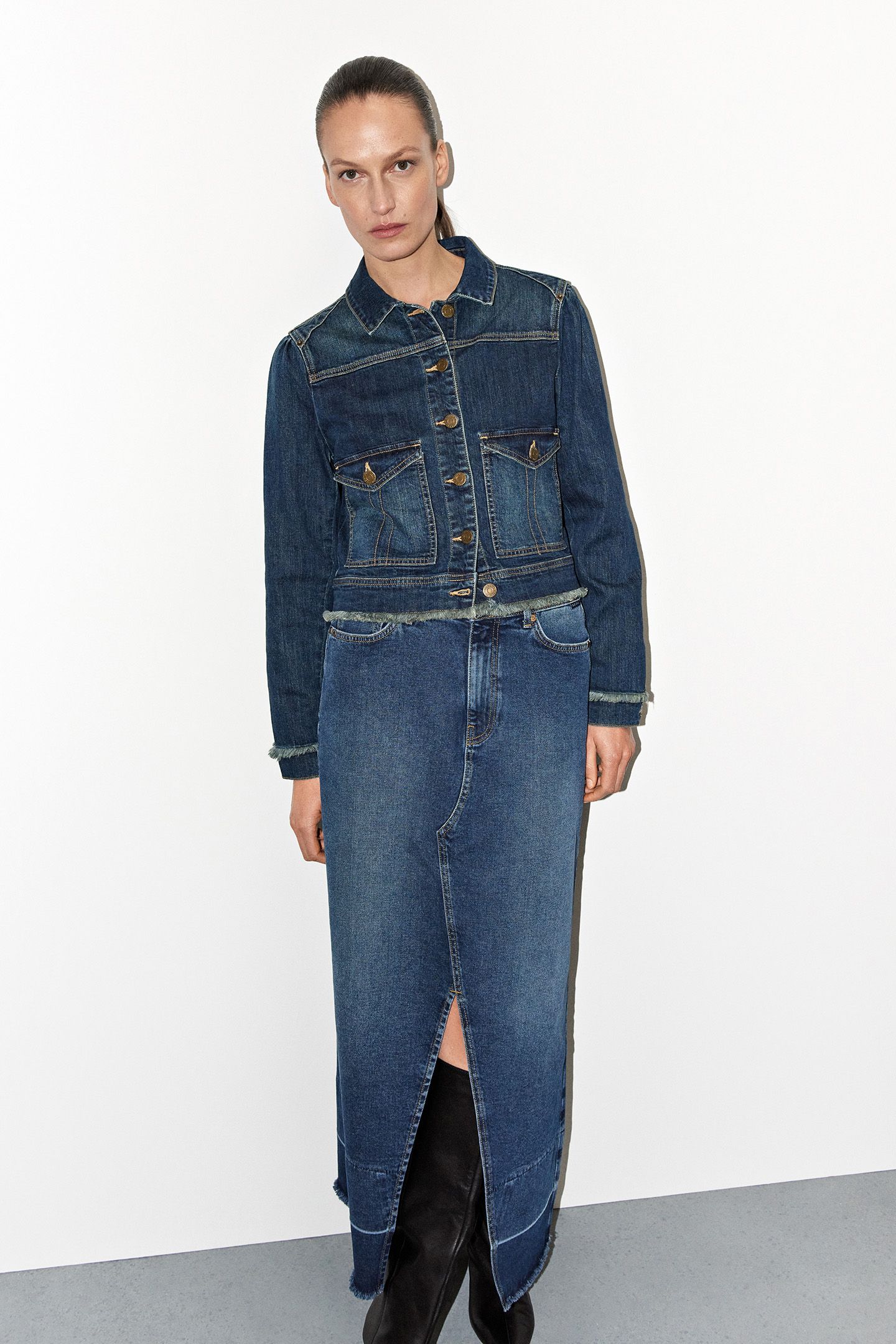 DENIM SKIRT COTTON COMFORD DENIM DENIM 7