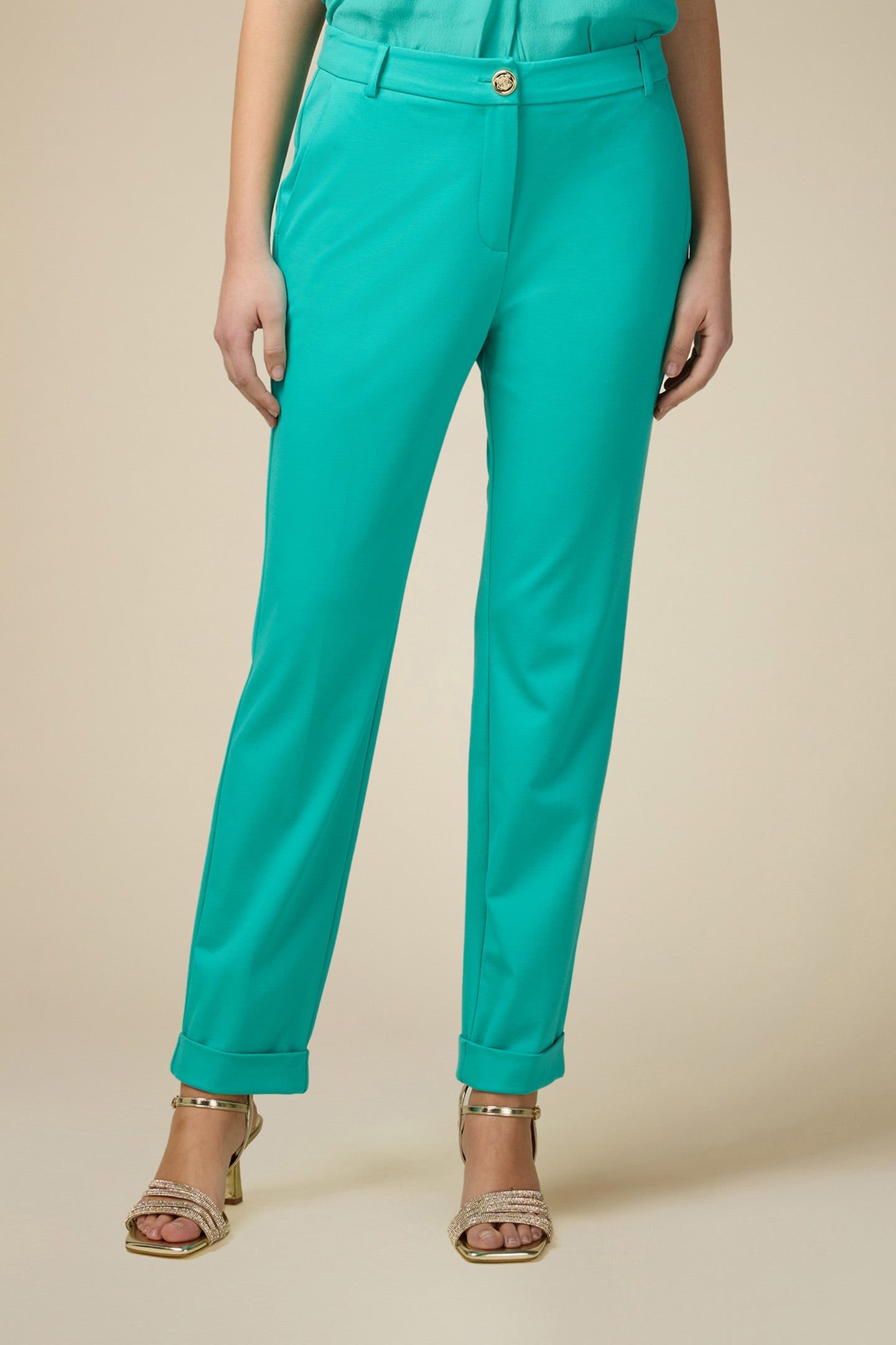 MILANO-STITCH STOVEPIPE TROUSERS AQUAMARINE 1