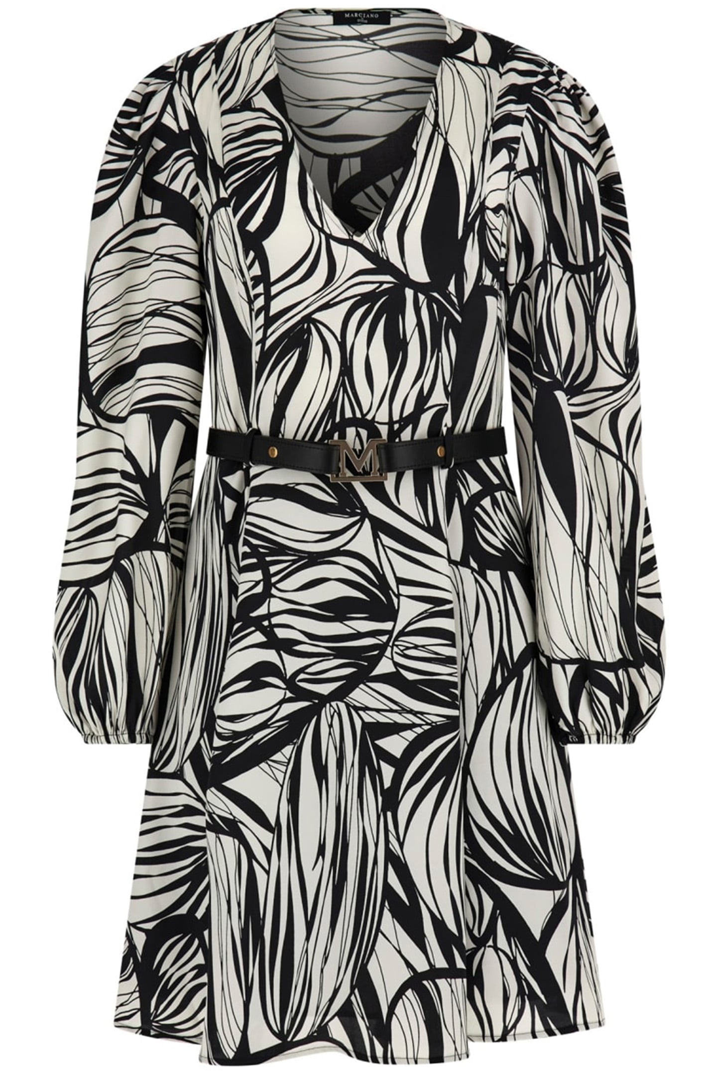 MARCIANO BY GUESS DEBORA SHORT DRESS ABSTRACT LEAVES PRIN 1