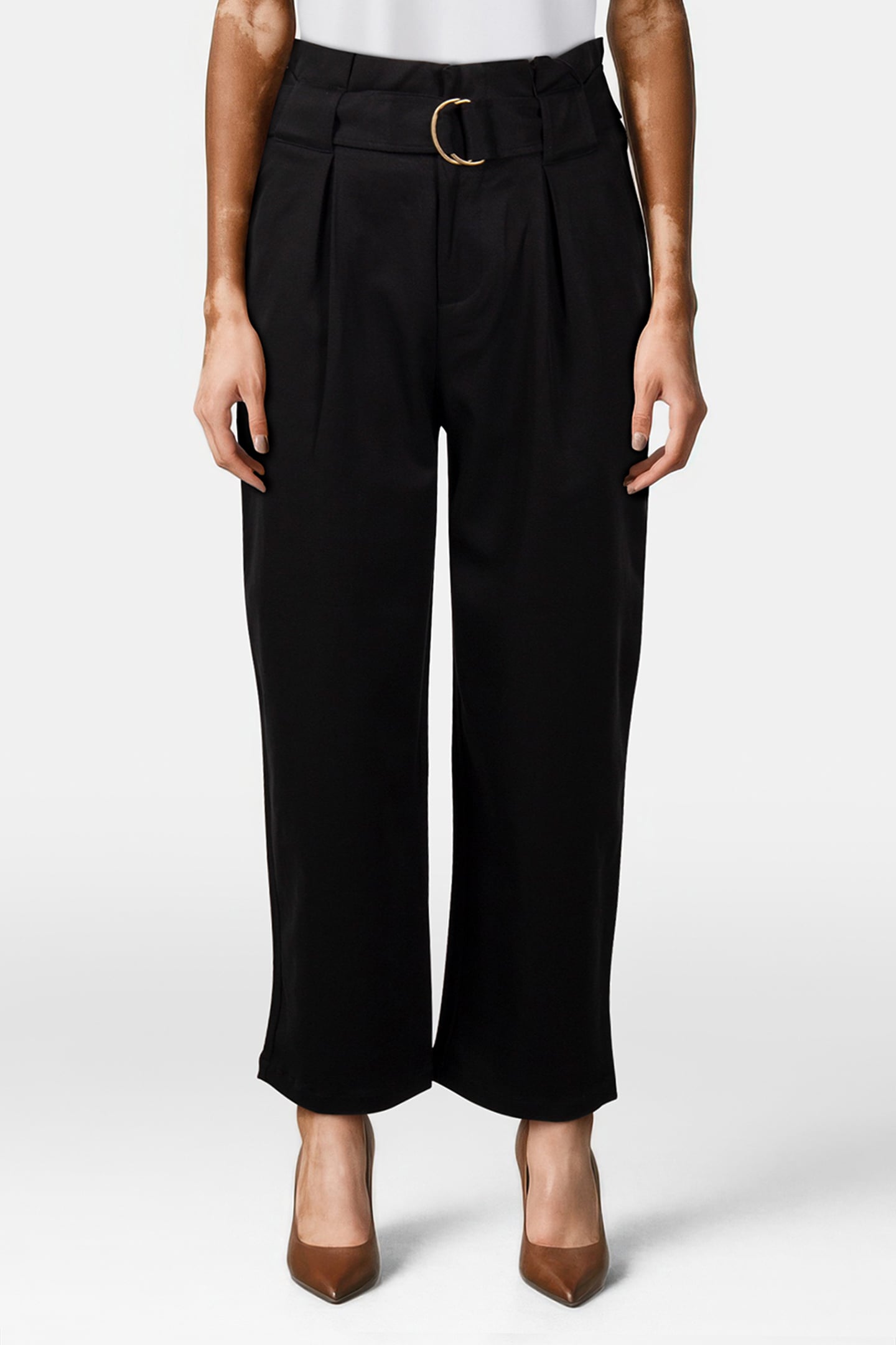 DAISY - HIGH RISE STRAIGHT LEG PAPER BAG PANT BLACK 1