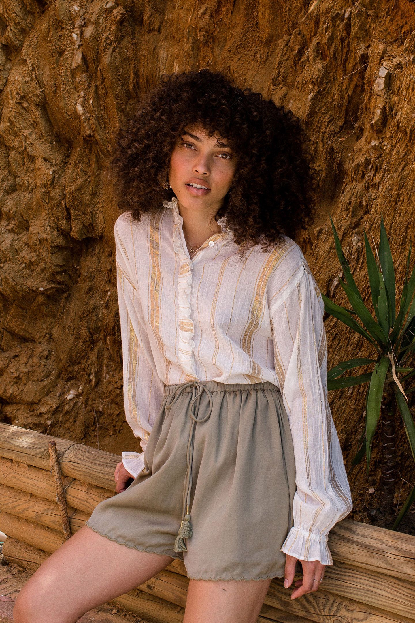 BLOUSE ILONKANIA WHITE & GOLD STRIPES 5