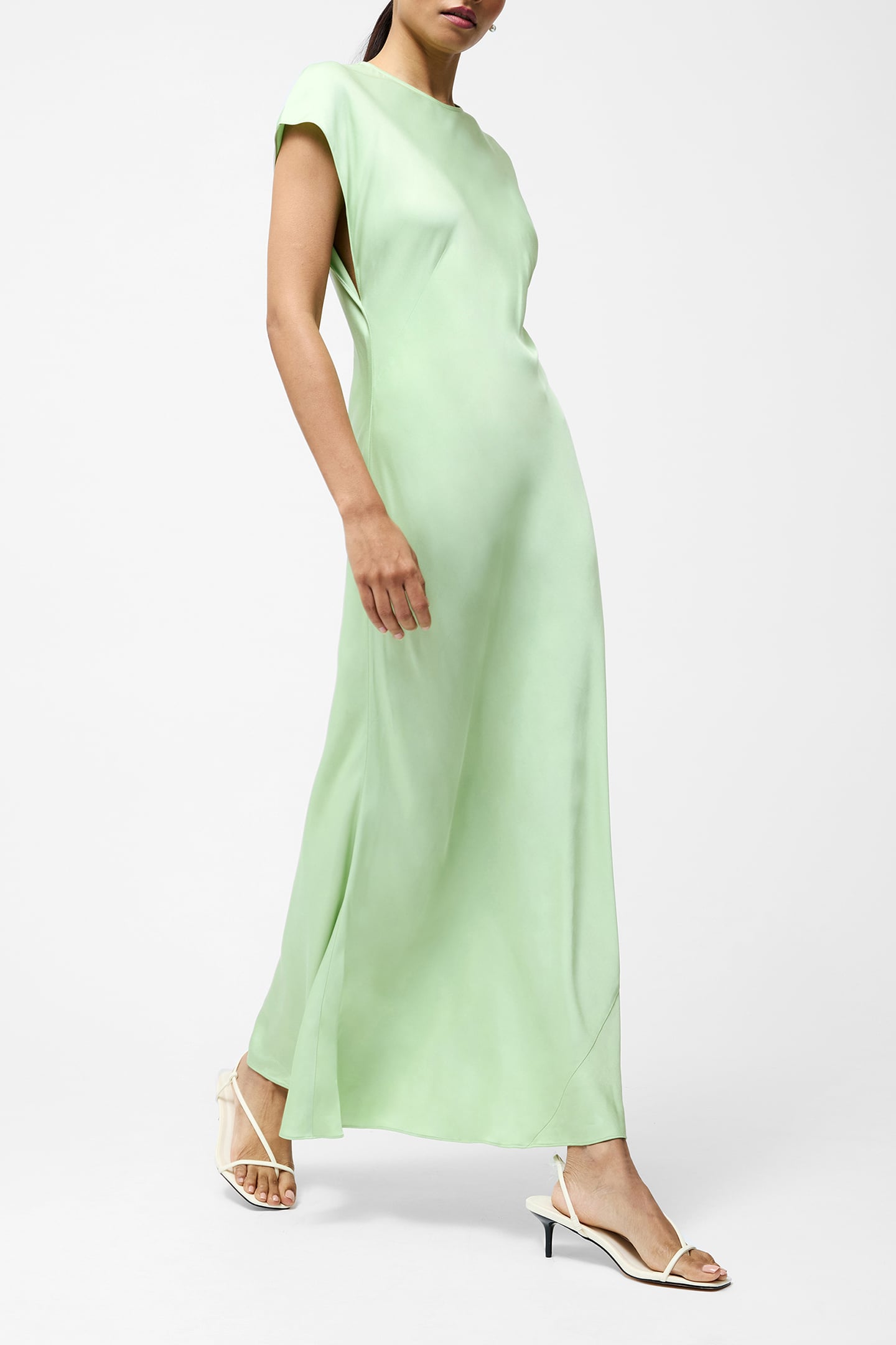 ENNIS SATIN COLUMN SHAPE DRESS APPLE GREEN 3