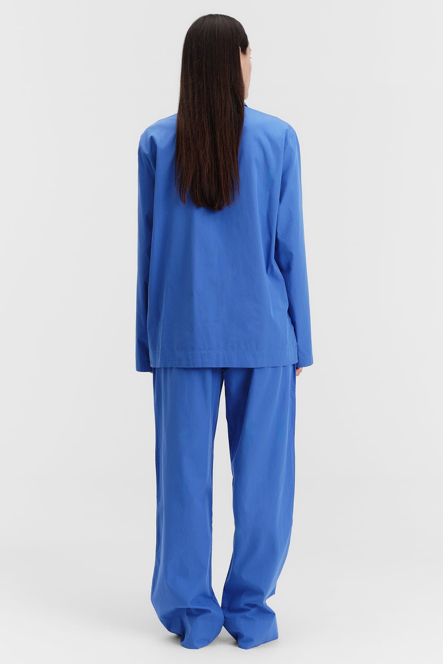 UNISEX POPLIN PYJAMAS SHIRT ROYAL BLUE 3