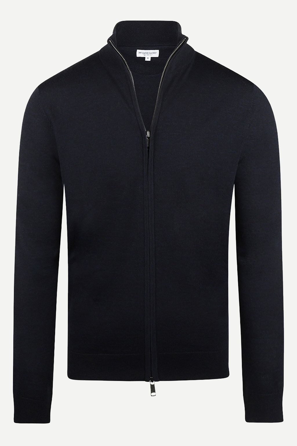 FINE MERINO ZIP THRU CARDIGAN NAVY 1