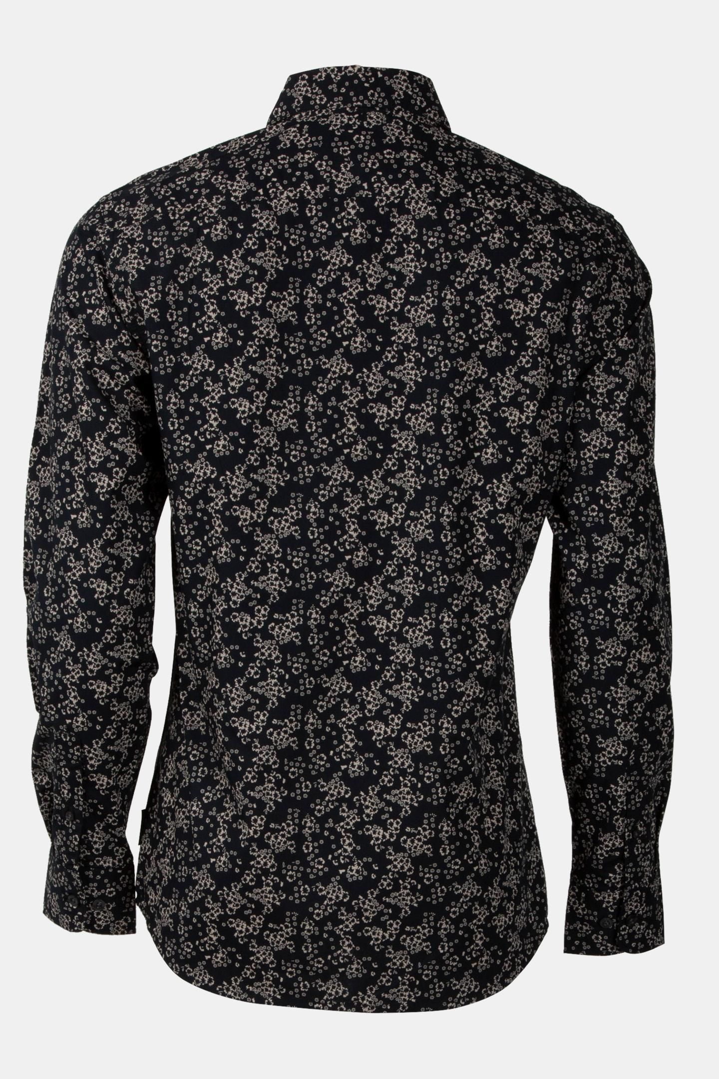 FLORAL CUT LONG SLEEVE SHIRT BLACK/STONE 5