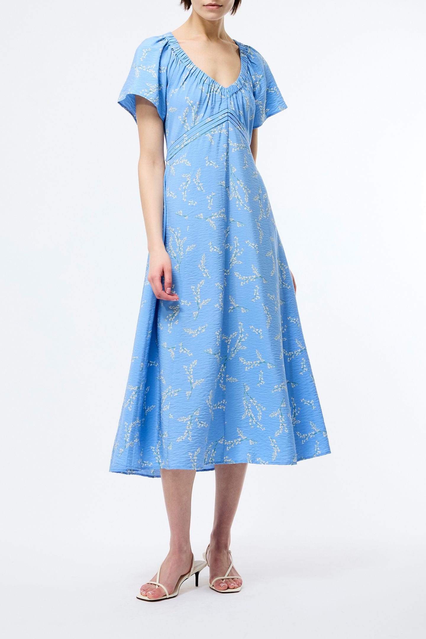 DANIELLA FARON DRAPE V NK MIDI CORNFLOWER MULTI 1