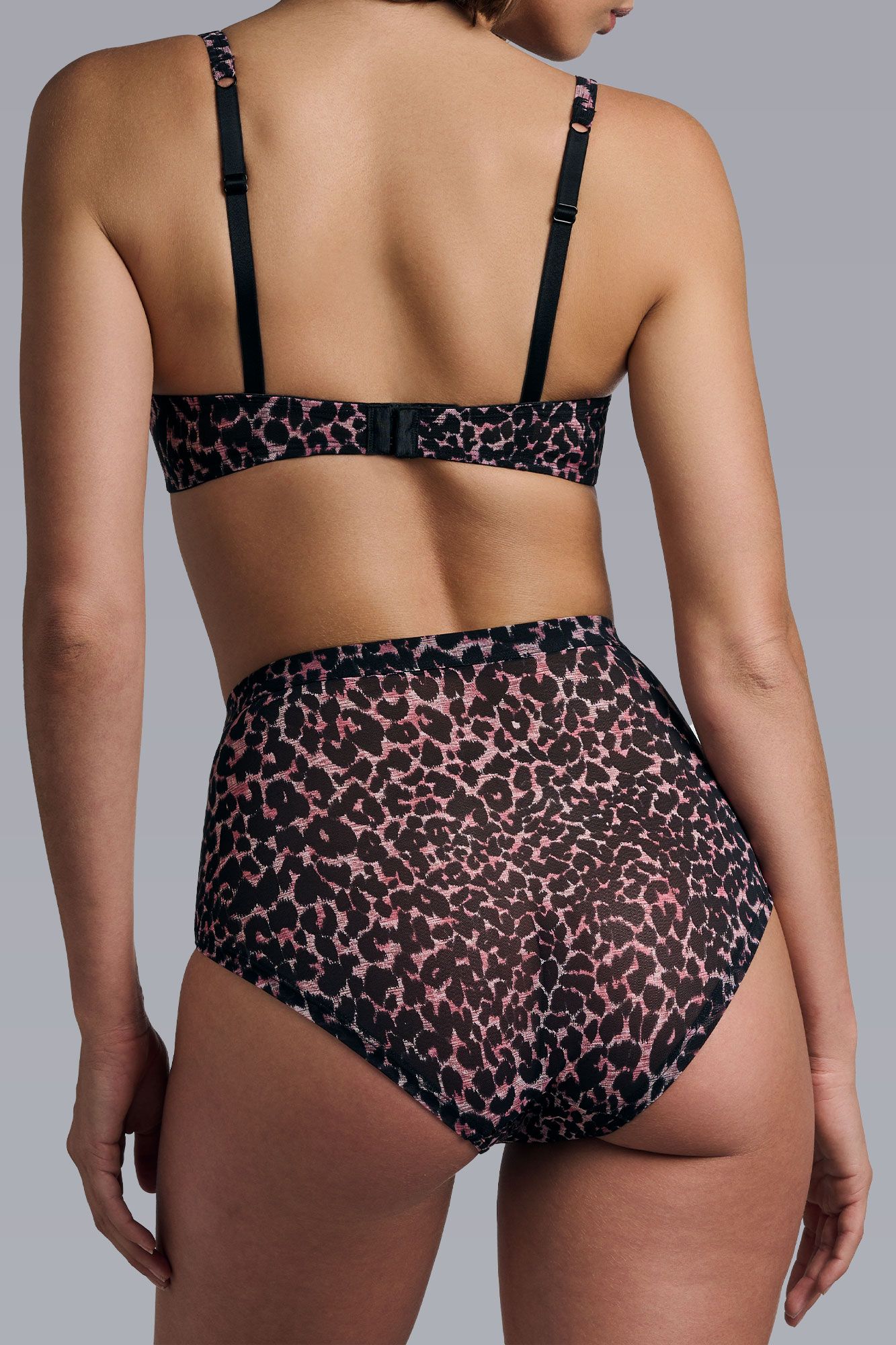 NIGHT FEVER BLACK PINK LEOPARD BALCONY BRA 6