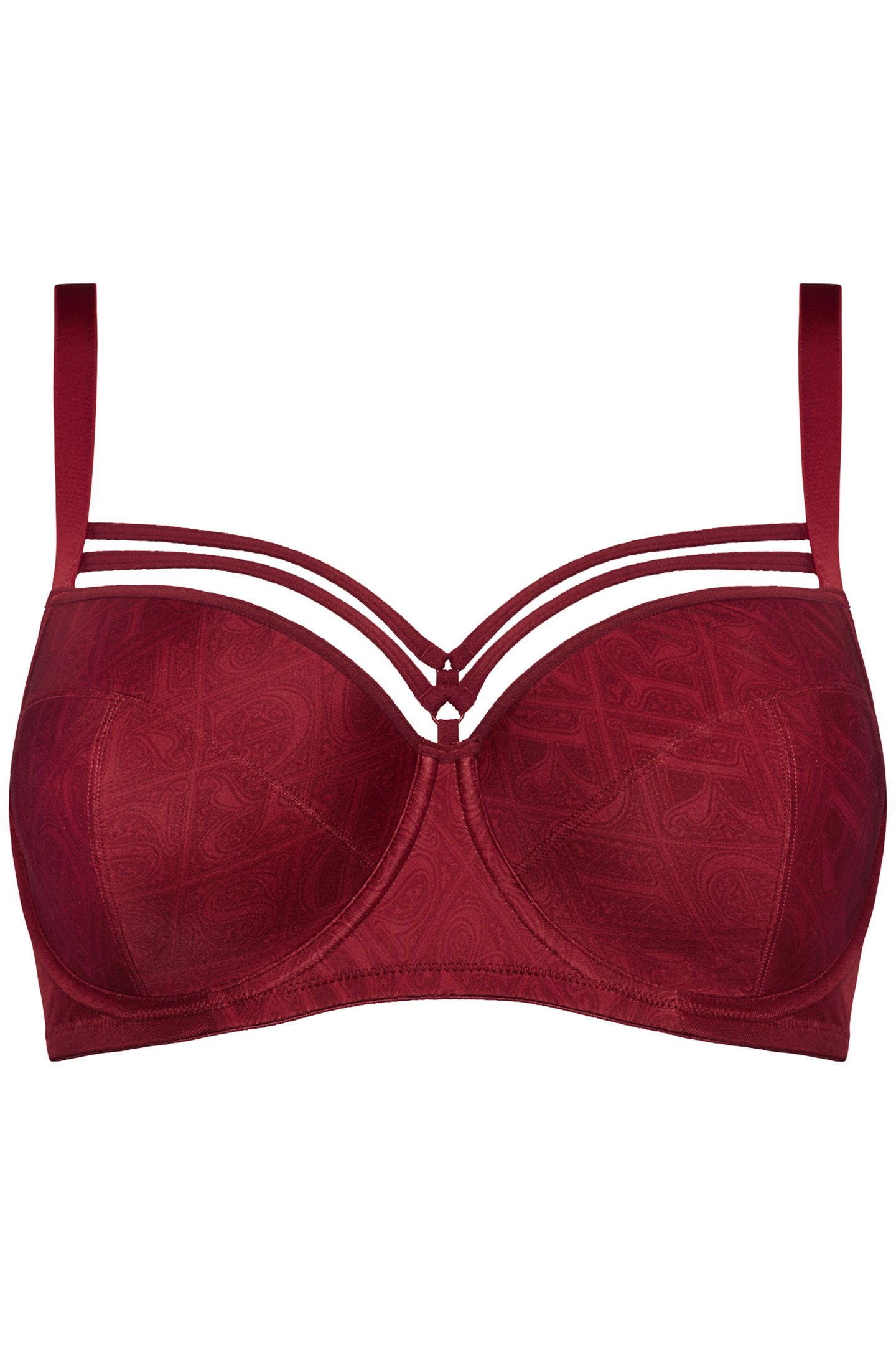 SEDUCTION CABERNET PRINT PLUNGE BALCONY BRA 2