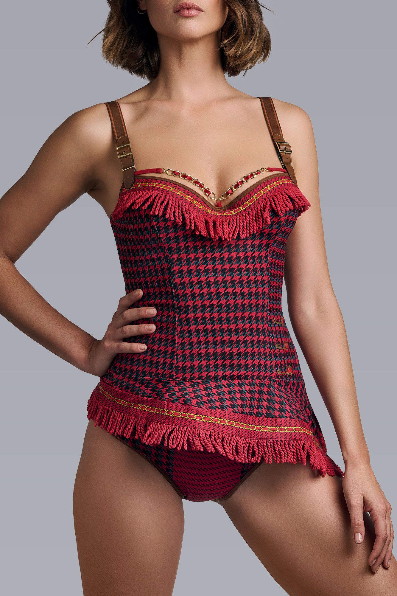 ARASAID RED PIED DE POULE BRIEFS 5