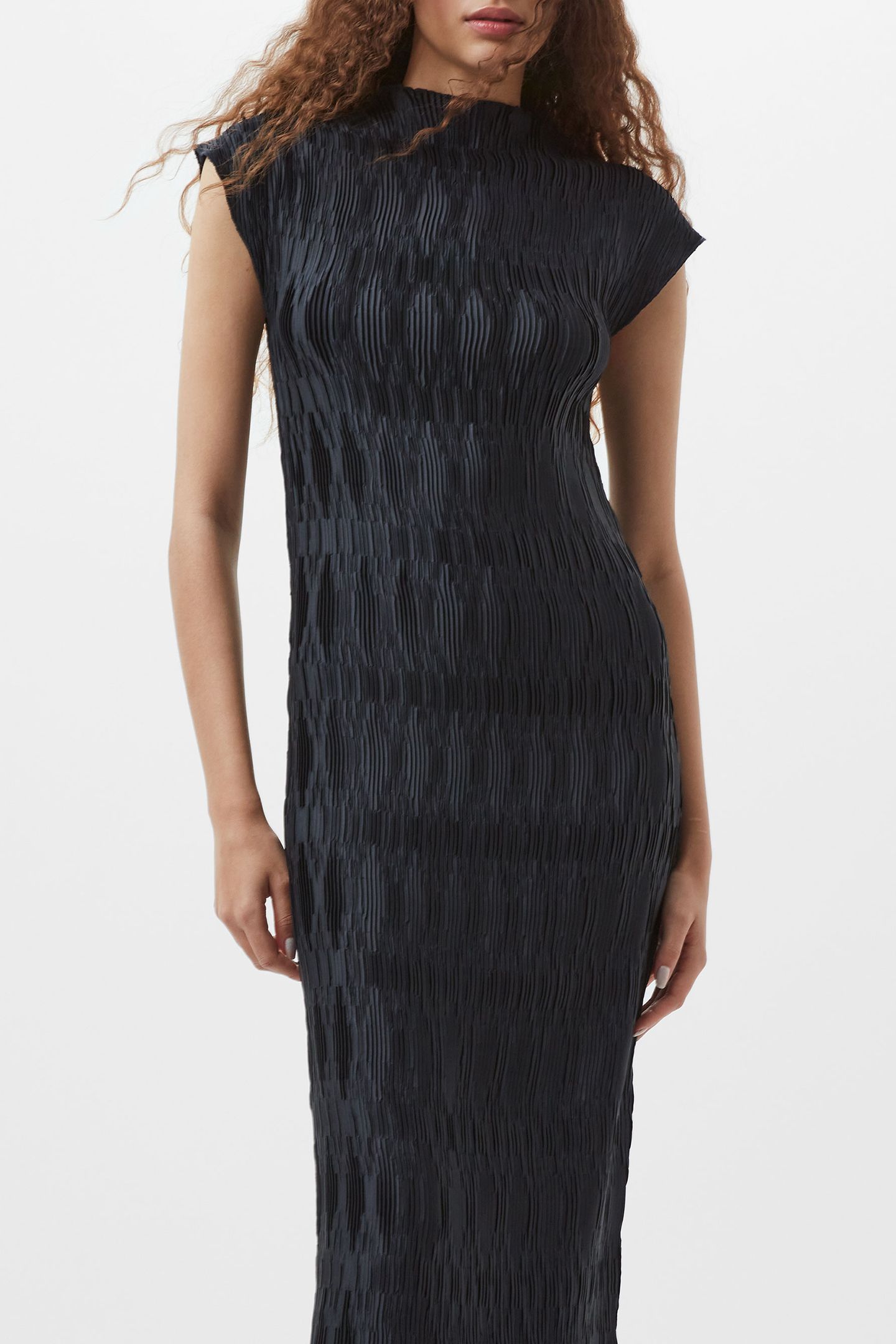 MOIRA PLEATED DRESS NAVY 1