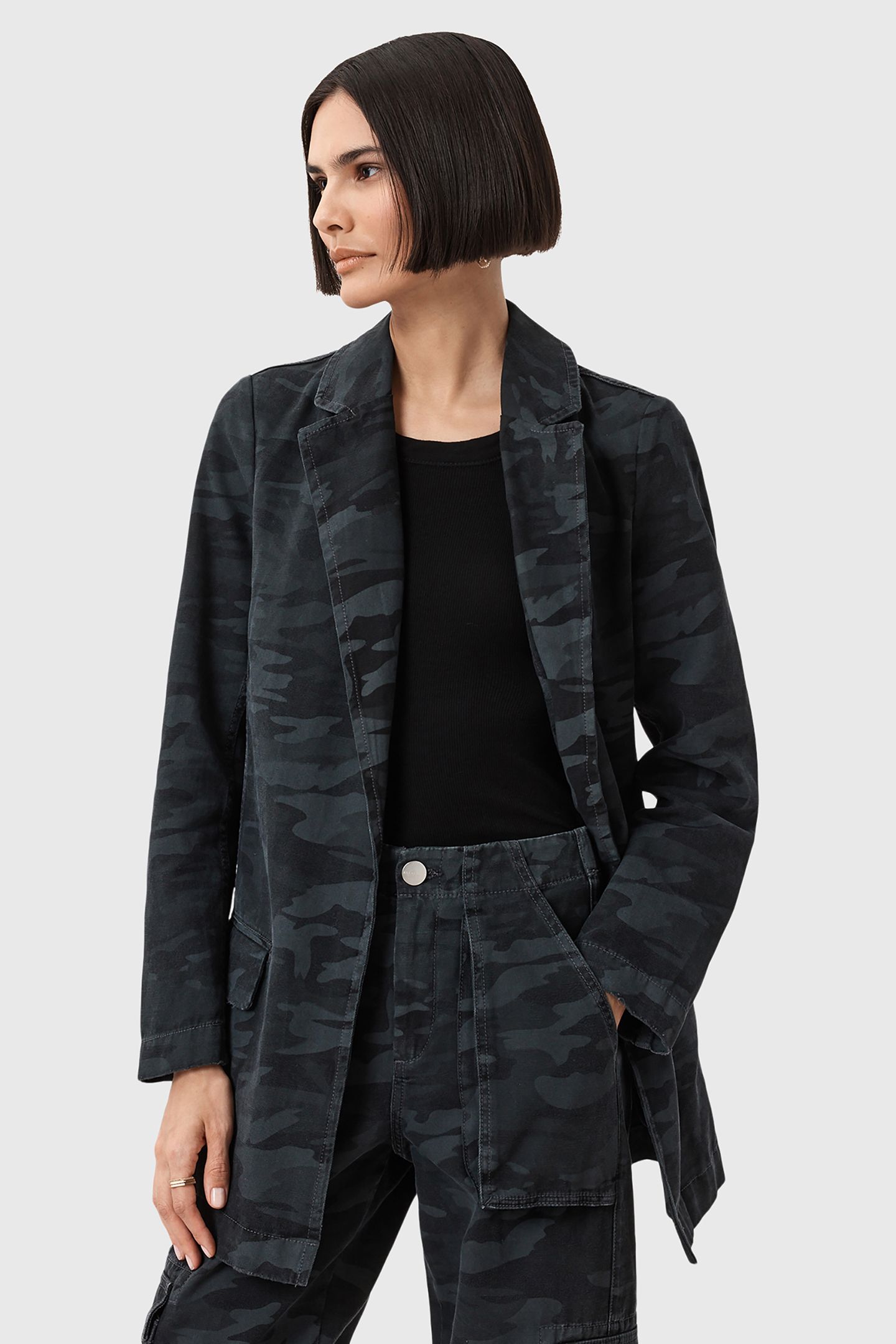 ALEIDA DENIM BLAZER CAMO INK BLUE 4
