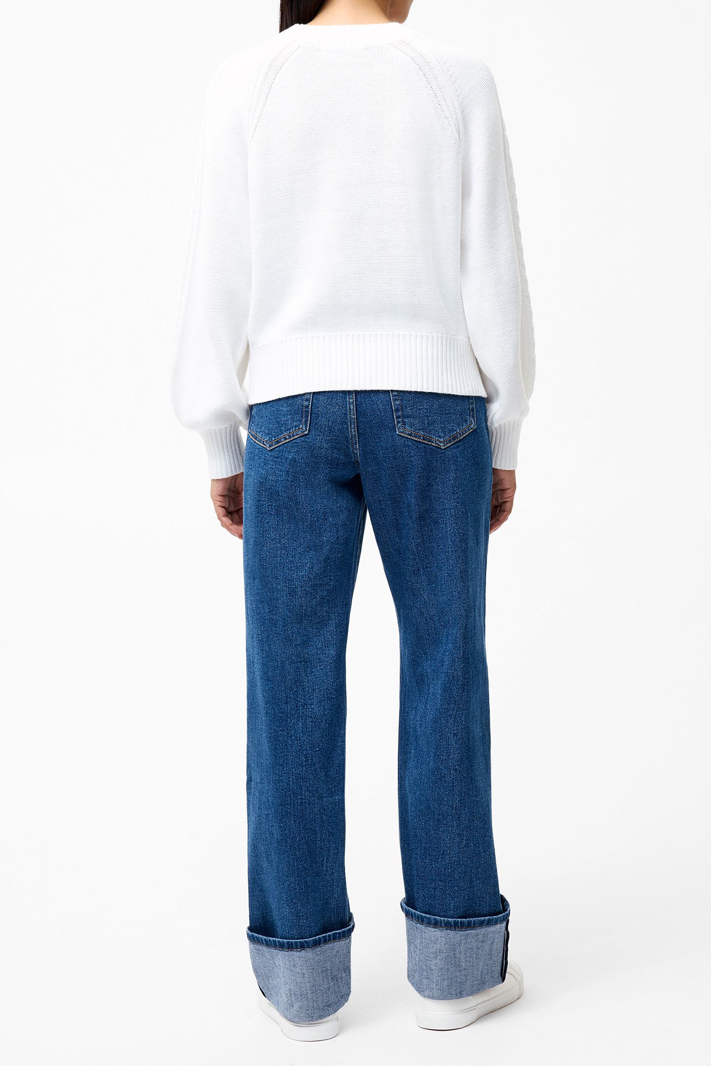 LILY CABLE SLV JUMPER LINEN WHITE 3
