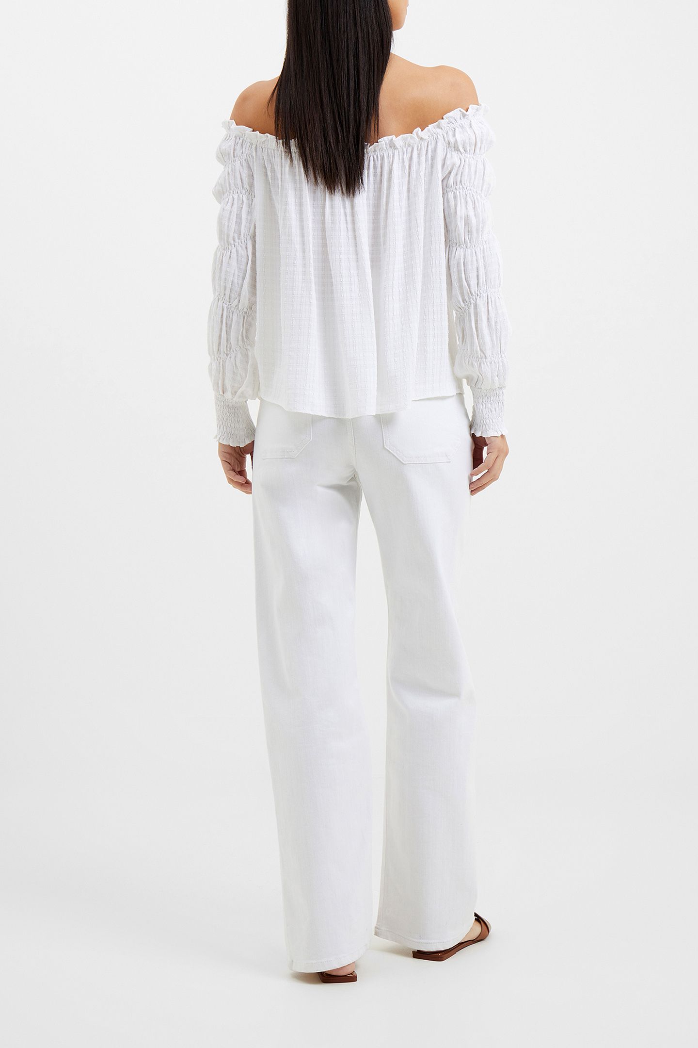 BIRCH SMOCK SLEEVE TOP LINEN WHITE 2