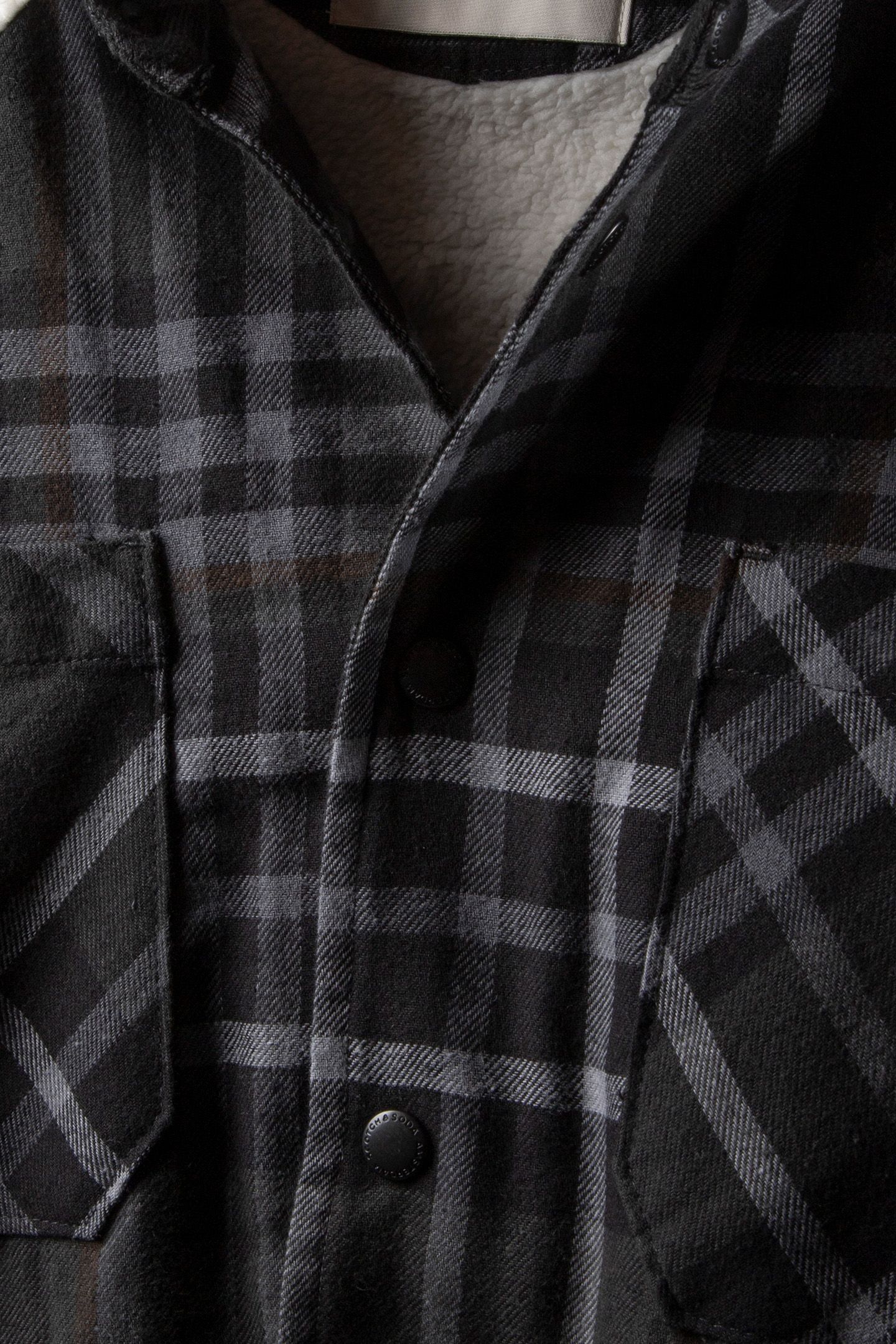 SHERPA LINED PLAID FLANNEL EISENHOWER JACKET BLACK GREY 4