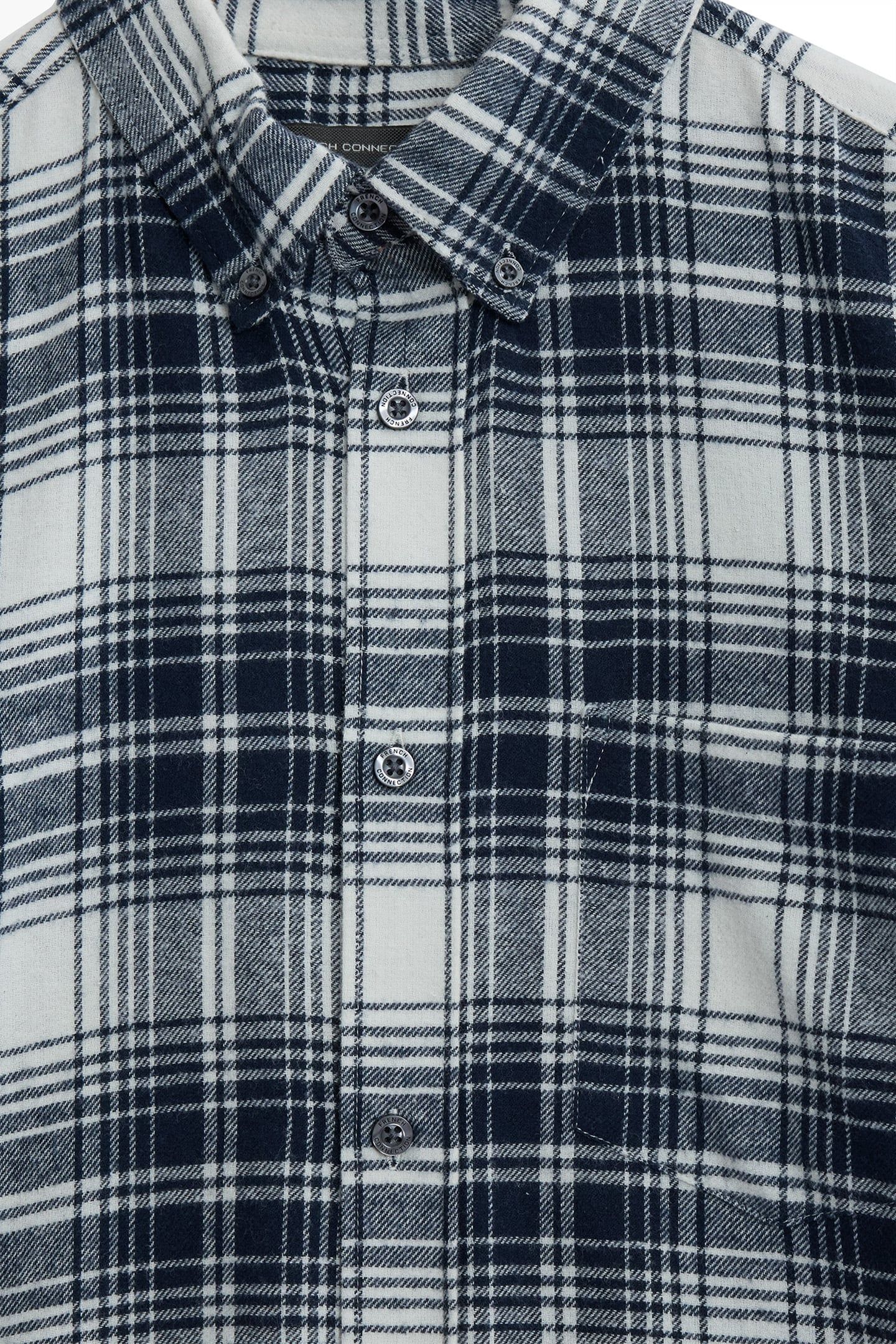 SCOT FLANNEL LS ECRU/MARINE 3